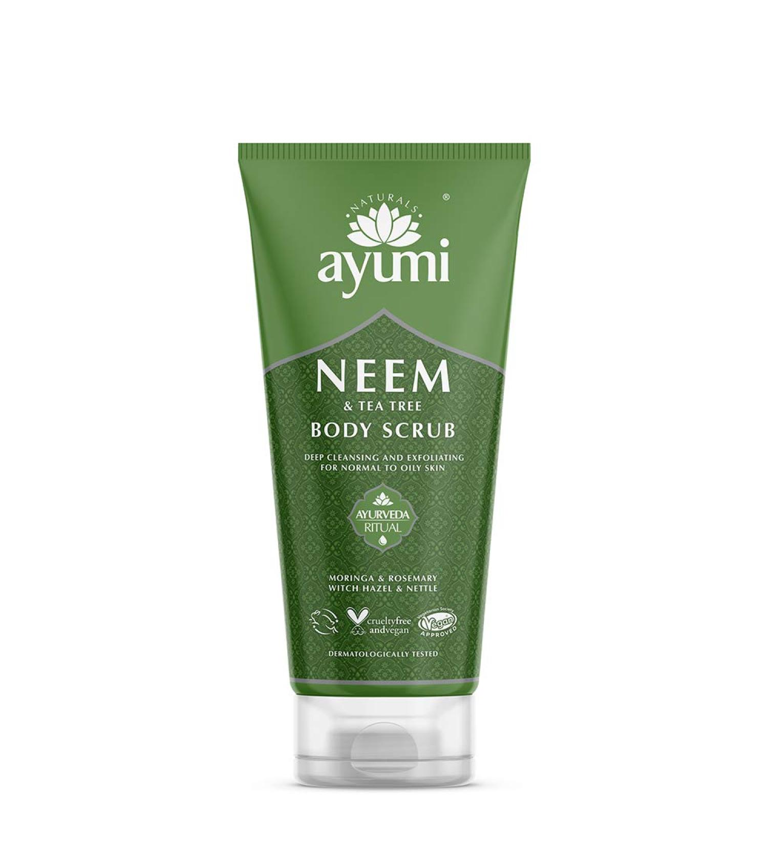 Ayumi Neem & Tea Tree Body Scrub - Vegan Cruelty-Free 200ml | International Shipping Available - Buy Online on GoSupps.com