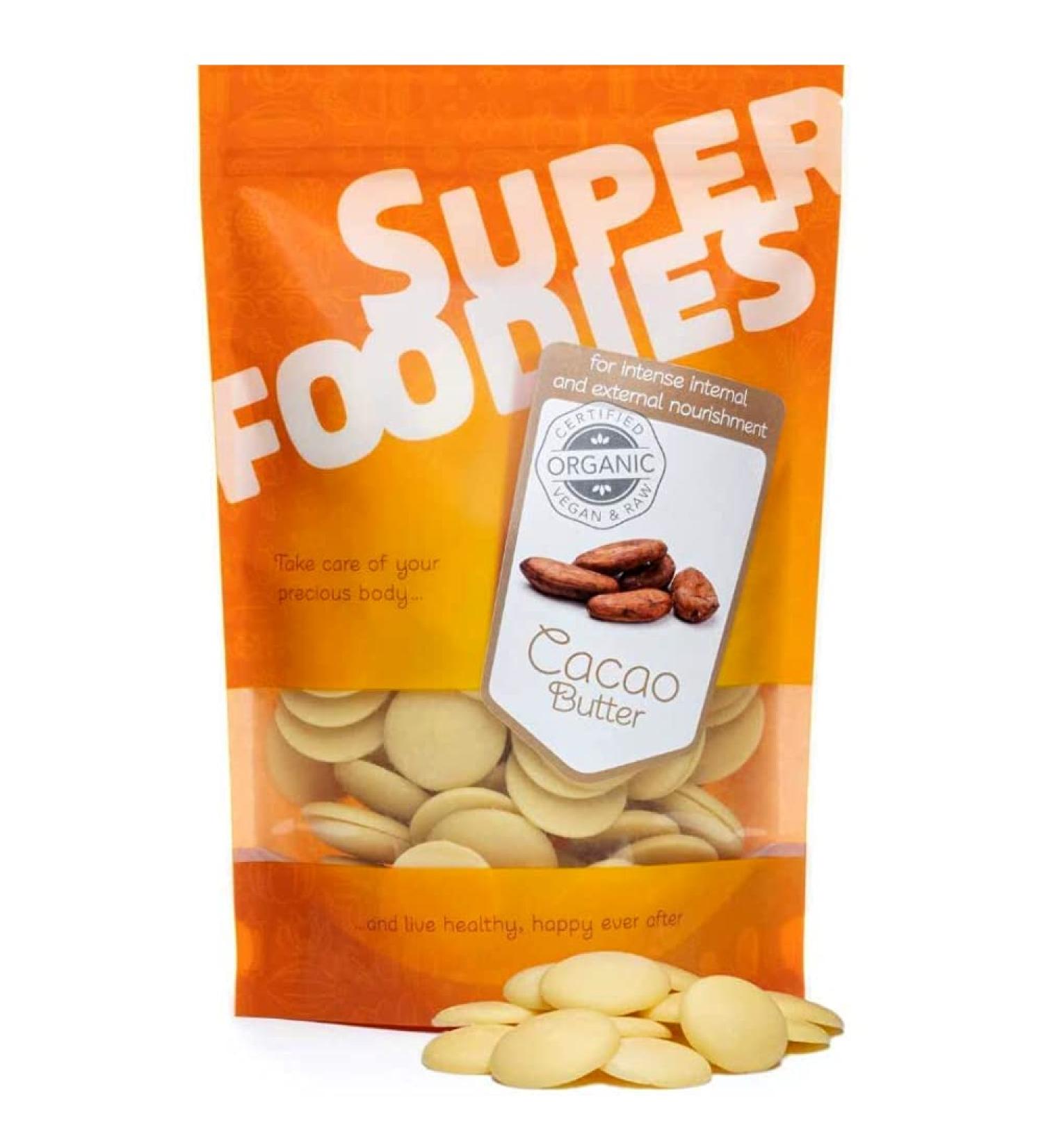 Superfoodies Raw Organic Cocoa/Cacao Butter Wafers 250g - Ideal for Baking & Skincare - Buy Online on GoSupps.com