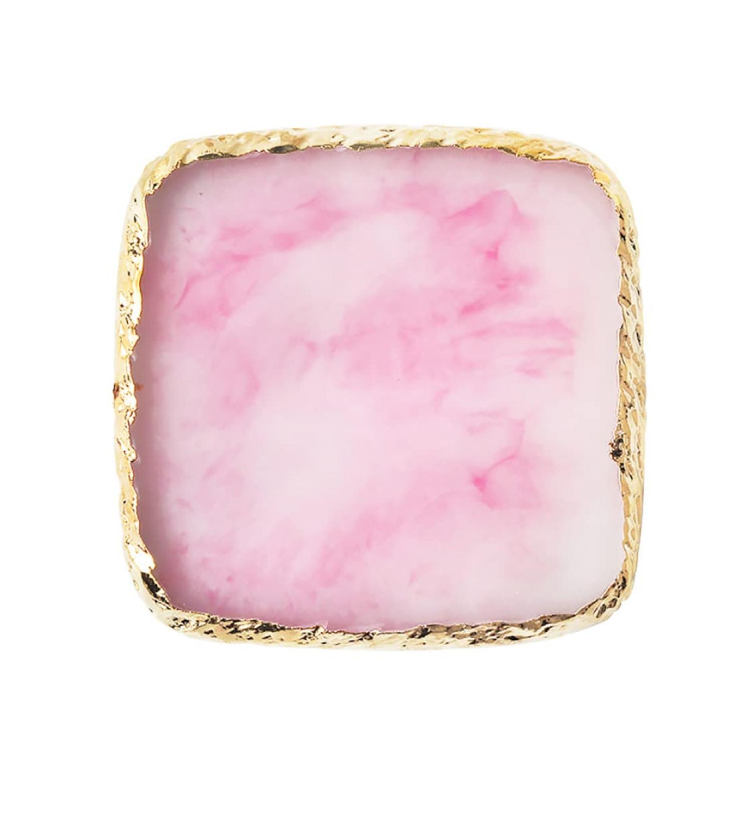 1pc Square Resin Nail Art Painting Gel Palette Golden Edge Polish Agate Mix Stir Crystal Resin Stone Plate Manicure Accessory DIY Tool Pink Manicure accessory - Buy Online on GoSupps.com
