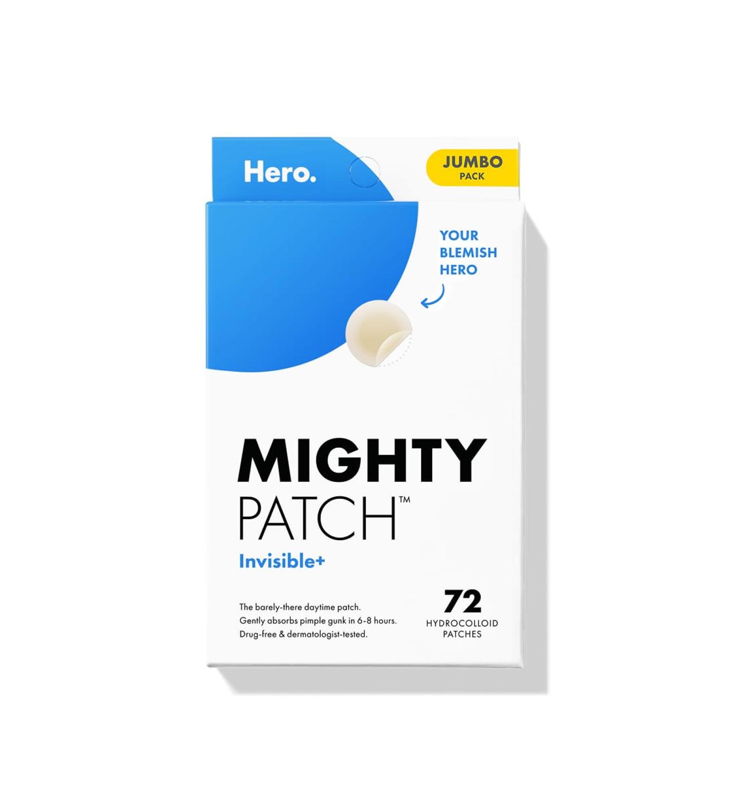 Mighty Patch Invisible+ Patch The Barely-There Daytime Hydrocolloid Acne Pimple Patch for Covering Zits and Blemishes Tapered Edges Designed to Blend Into Skin (72ct) 72 Count - Buy Online on GoSupps.com