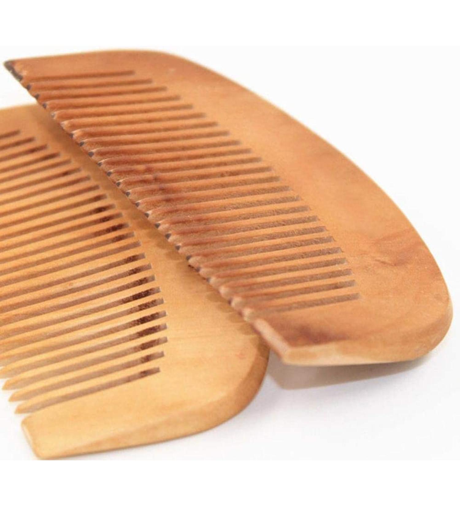 Peach Wood Anti-Static Close Tooth Comb Set - 2 PCS - Buy Online on GoSupps.com