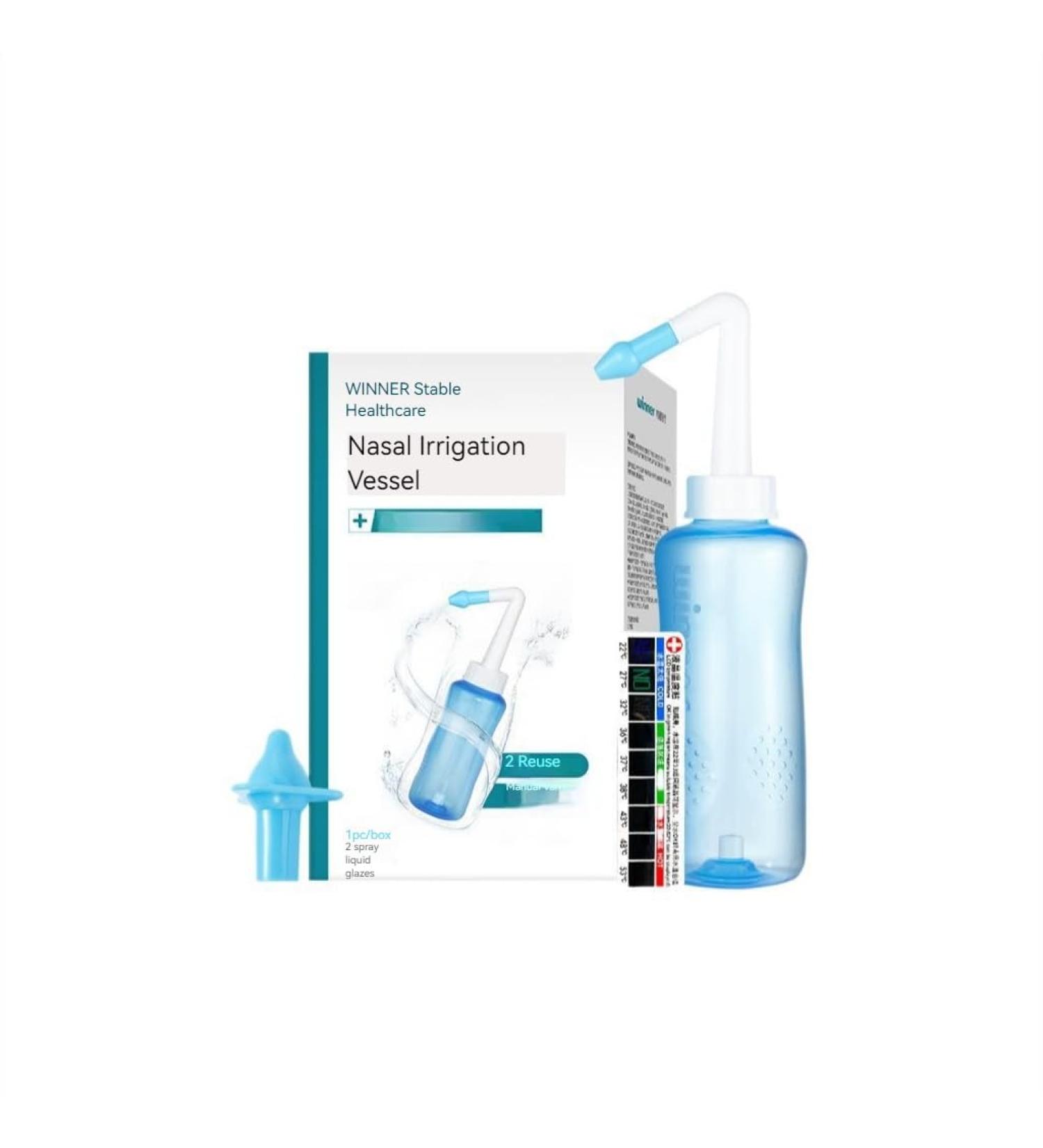 Hicardiac Nasal Irrigation Vessel 300ml Sinus Rinse Kit for Nose Cleaning & Congestion Relief Adjustable Pressure Neti Pot BPA-Free Suitable for Adults and Kids