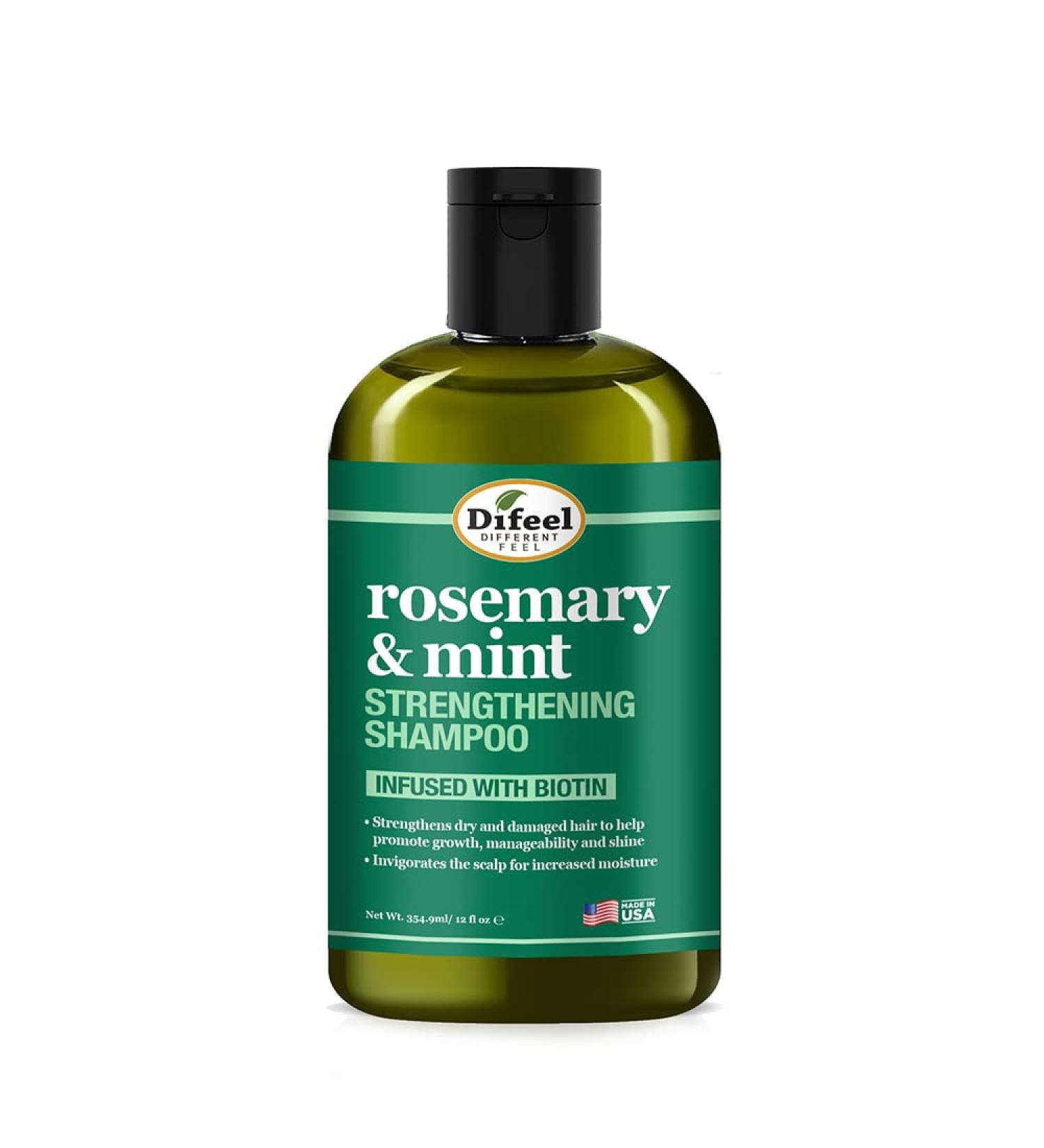 Difeel Rosemary Mint Strengthening Shampoo with Biotin 12 oz. | Natural Rosemary Oil, Sulfate-Free, Promotes Hair Growth - Buy Online on GoSupps.com