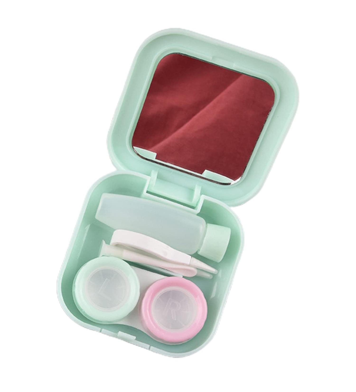 Contact Lens Travel Case Anti-Breakage Odorless Daily Use Eye Contact Lenses Box with Mirror for Gift Sea Blue