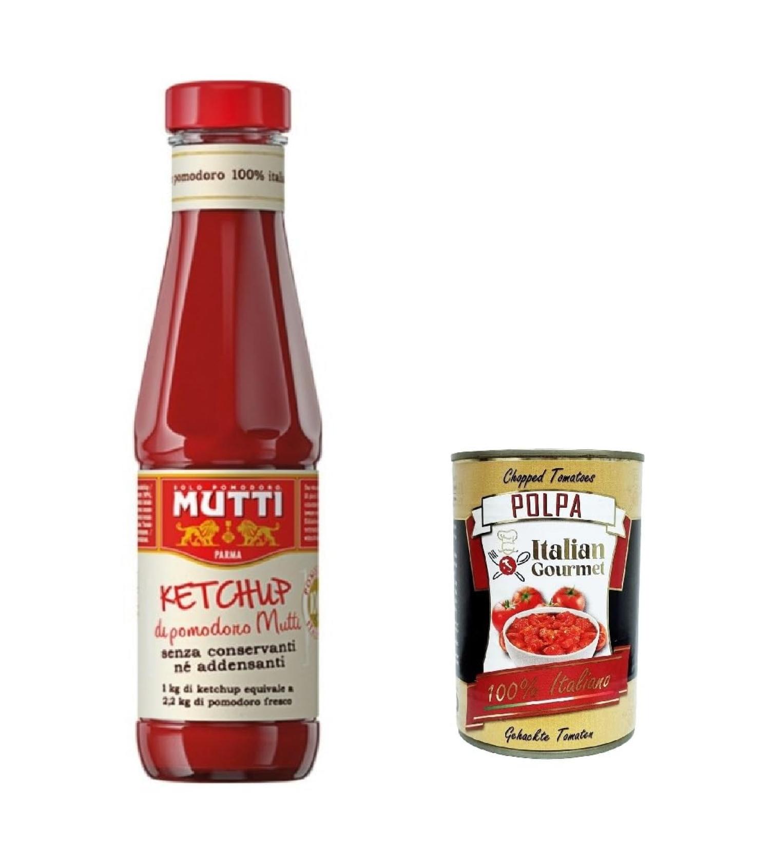  Italian Gourmet E.R. Mutti Italian Tomato Ketchup in Glass 100% Italian Tomato Ketchup 340g Glass Jar + 400g Italian Gourmet Pulp - Buy Online on GoSupps.com