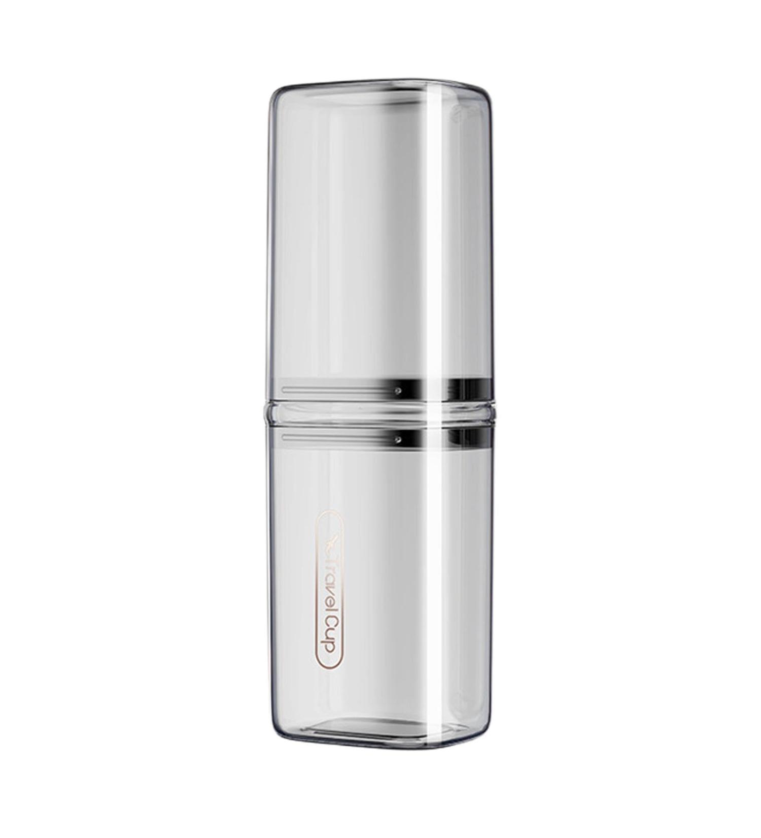 Travel Toothbrush Mug Case | Portable Toothbrush & Toothpaste Storage Box - Transparent Gray for Camping & Business Trips - Buy Online on GoSupps.com