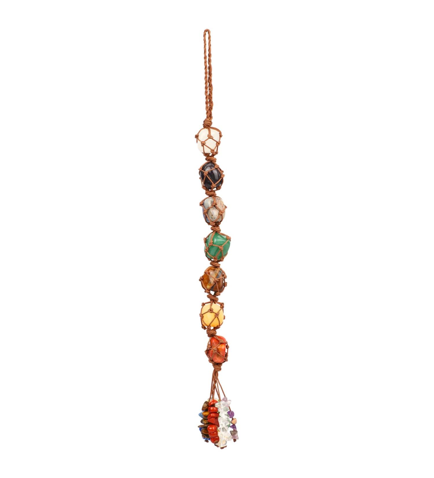 Chakra Healing Crystal Stone Hanging Decorations Handmade Good Luck Natural Quartz Gemstone Pendant Ornaments for Home Garden Windows Cars Spiritual Gifts for Women - Buy Online on GoSupps.com