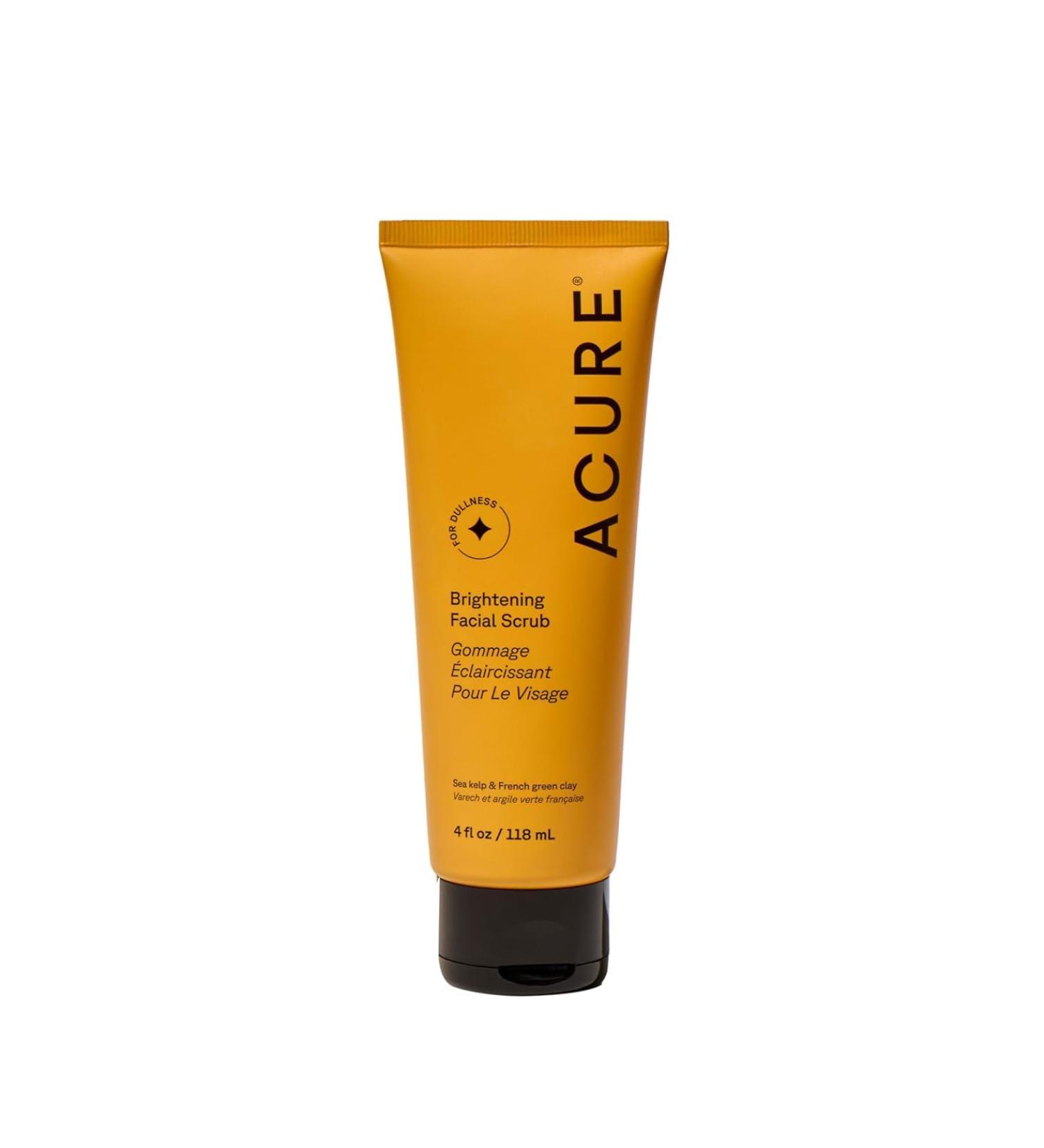 Acure Brightening Facial Scrub with Argan Extract & Chlorella - 4 FL oz | Exfoliate & Restore Radiance - Buy Online on GoSupps.com