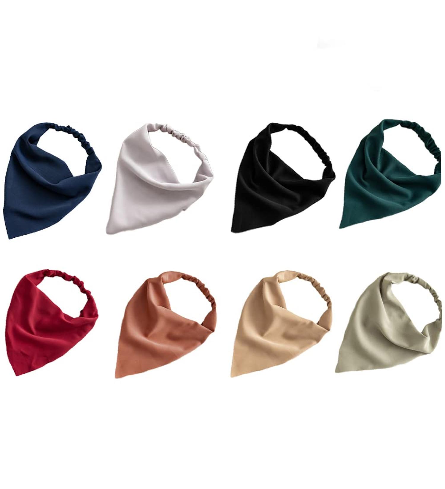 Elastic Chiffon Head Kerchief Bandanas for Women - Solid Color Hair Scarf Headbands (8 Options) | Boho Style - Buy Online on GoSupps.com