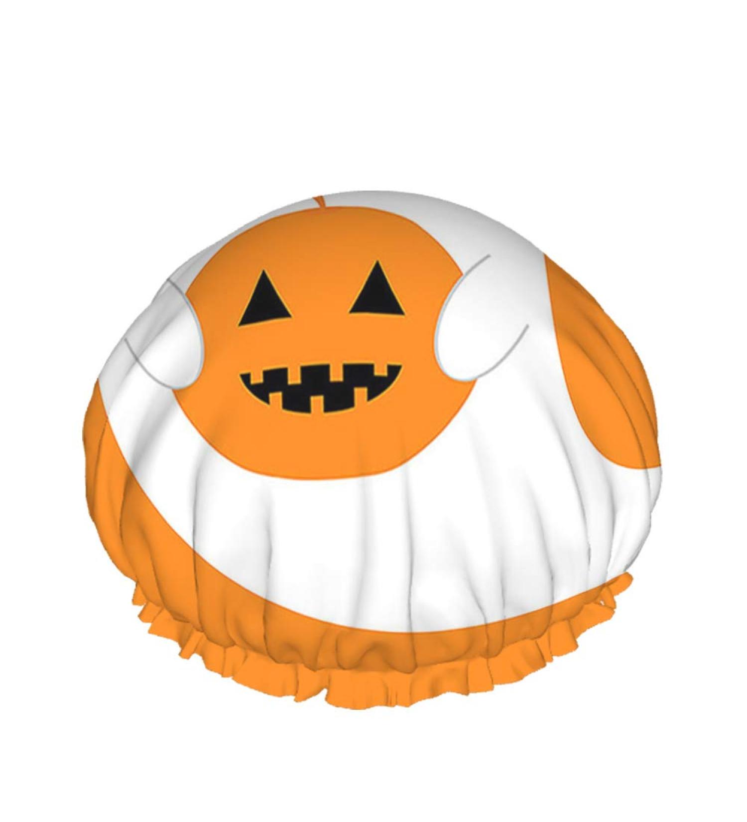 AOYEGO Halloween Ghost Shower Head Cap - Skeleton Pumpkin Spirit, Waterproof Reusable Hat for Women Men Girls with Long Hair - Buy Online on GoSupps.com
