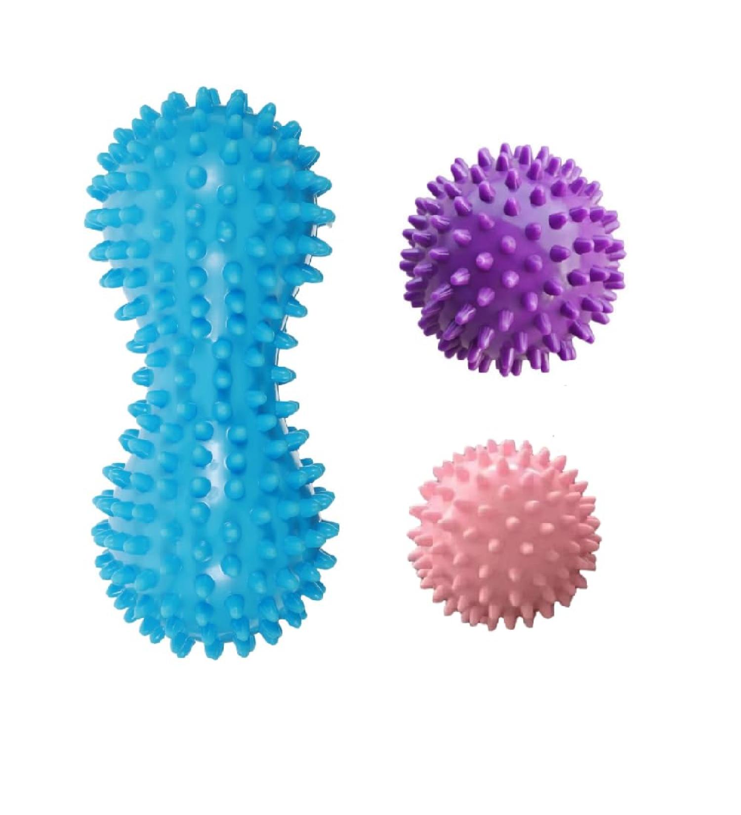 Hedgehog Balls Massage Set - 3 Knobbed Reflexology Massage Balls for Stress Relief & Trigger Point Therapy - Ideal for Muscle Recovery - Buy Online on GoSupps.com