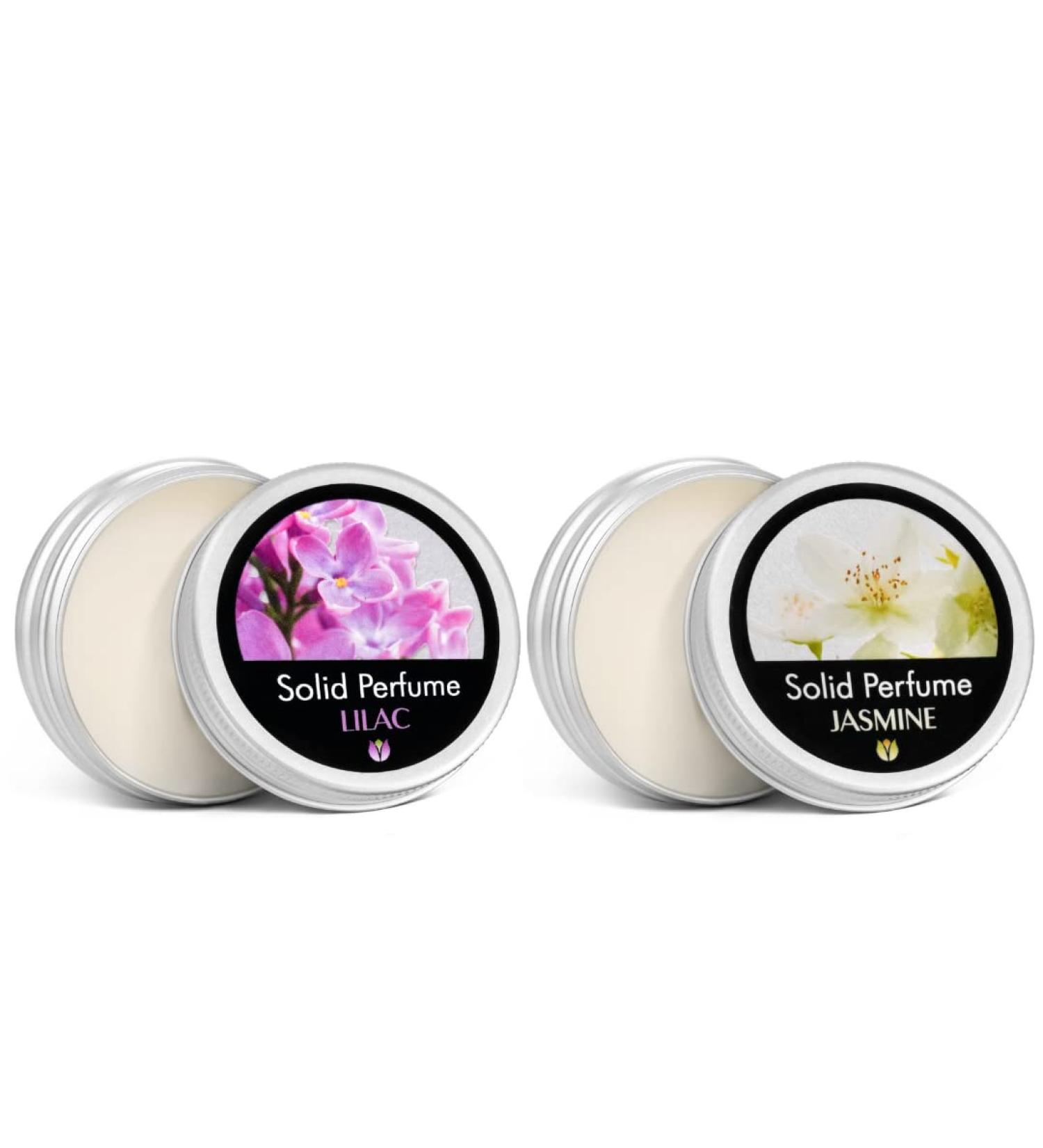 Flowerland Solid Perfumes Set Jasmine Lilac - Portable Pocket Balm Perfumes Perfect for Travel Use - Natural Fragrance Parfums for Men and Women - Natural & Vegan Jasmine-Lilac - Buy Online on GoSupps.com