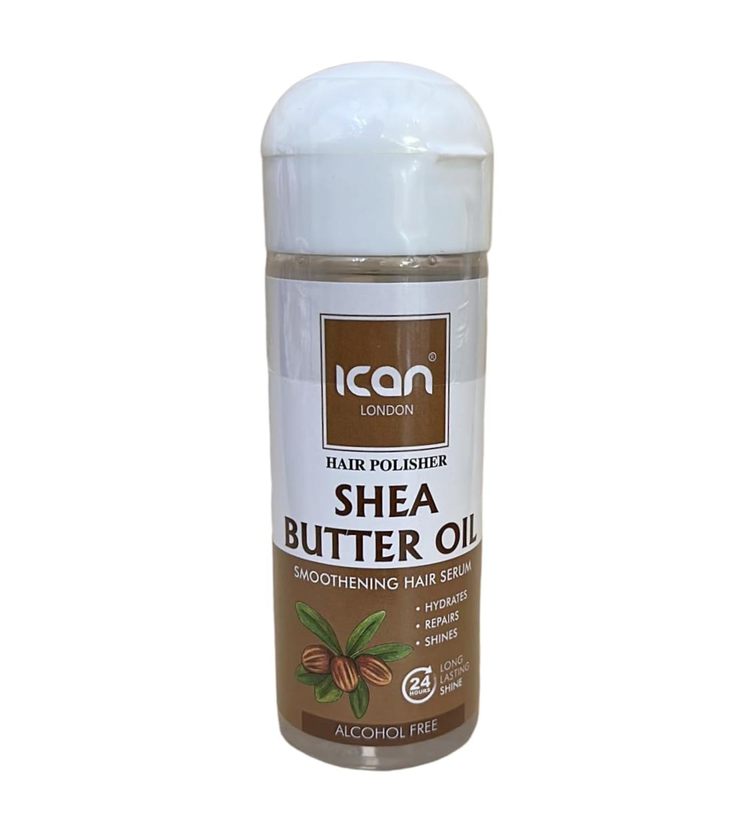 ican London Hair Polisher Shea Butter Oil Smoothening Hair Serum Alcohol Free 207ml