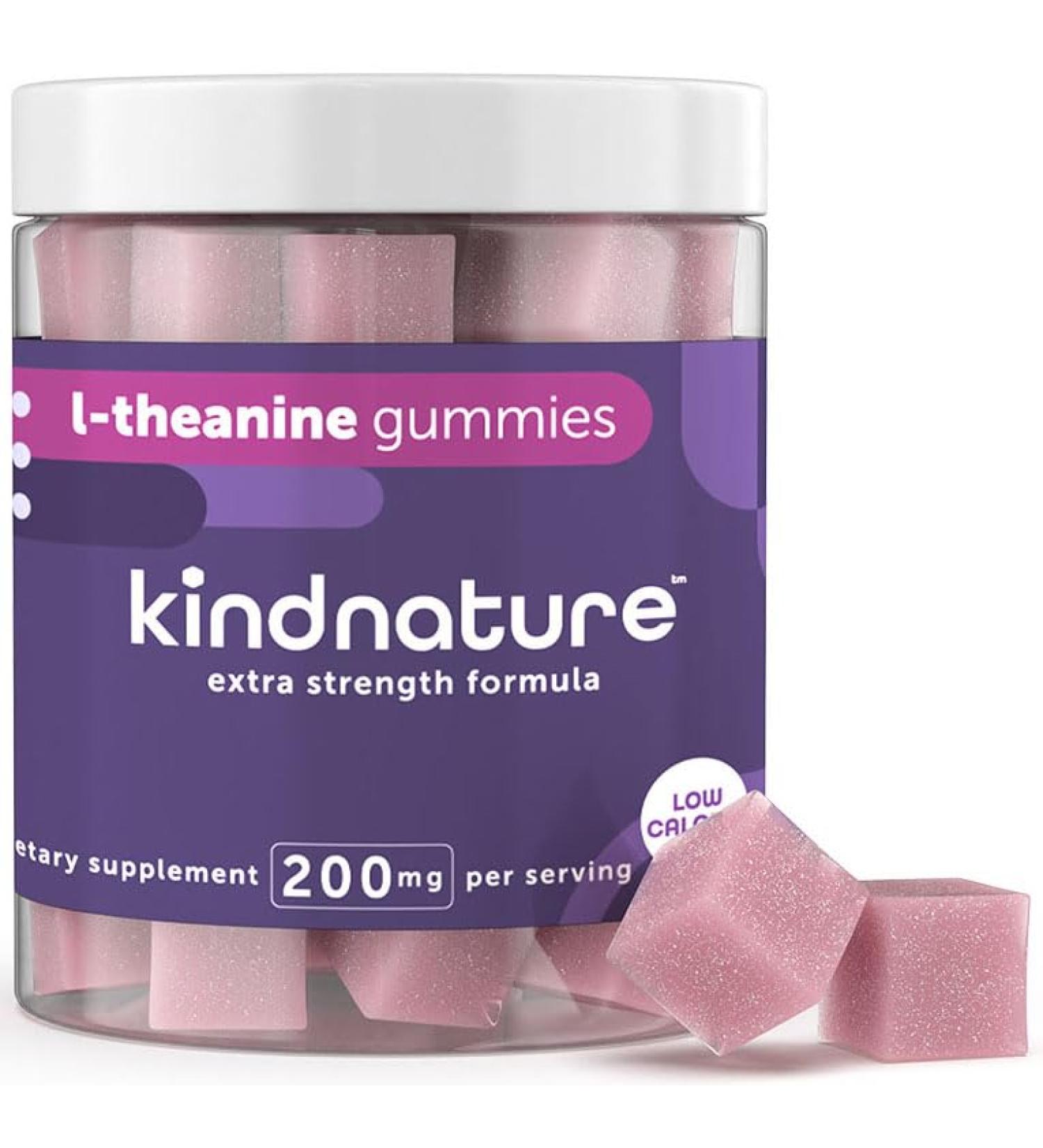 Kind Nature L-Theanine Gummies - Vegan 200mg Chewable for Kids & Adults | Low-Calorie Stress Relief - Buy Online on GoSupps.com