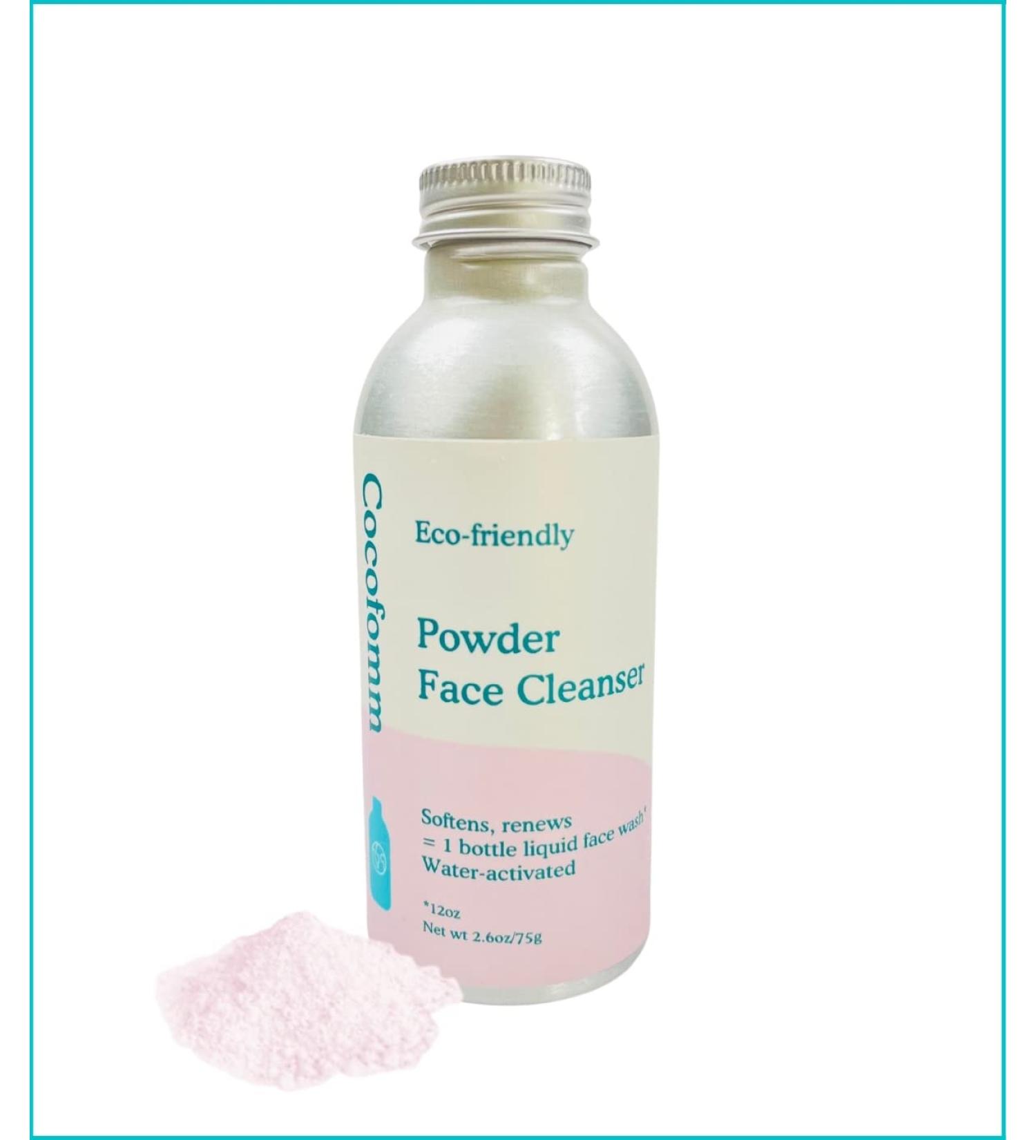 Ultra Gentle Powder Face Cleanser - All Natural Plastic Free Hydrating for Sensitive Skin - Made in USA 50 Washes 2.6oz Refillable Bottle - Buy Online on GoSupps.com