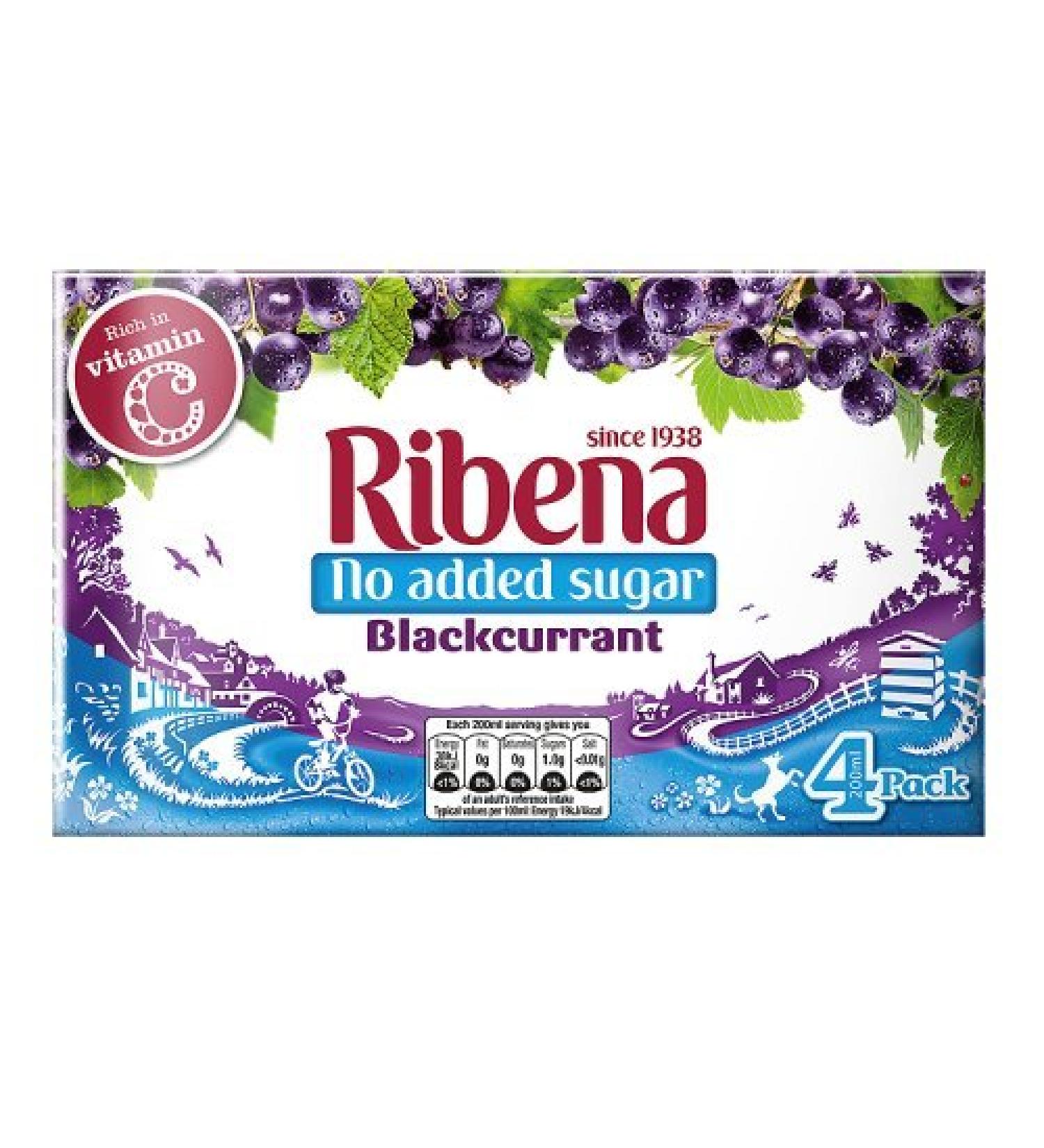 Ribena No Added Sugar - Blackcurrant drink - 4 x 200 ml