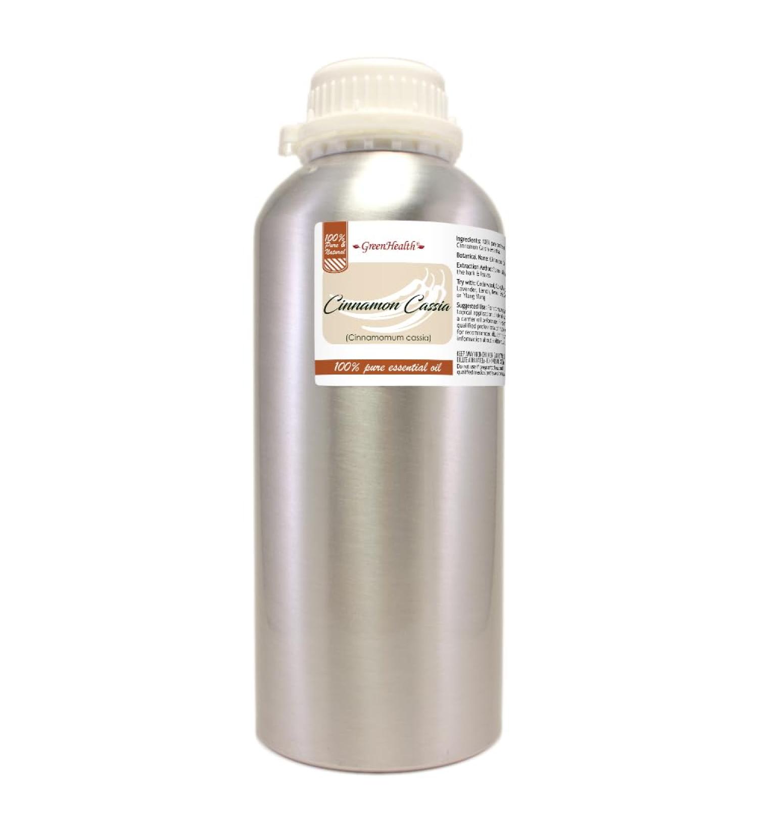Cinnamon Essential Oil (Cassia) - 32 fl oz - 100% Pure Essential Oil - Aluminum Bottle - Greenhealth - Buy Online on GoSupps.com