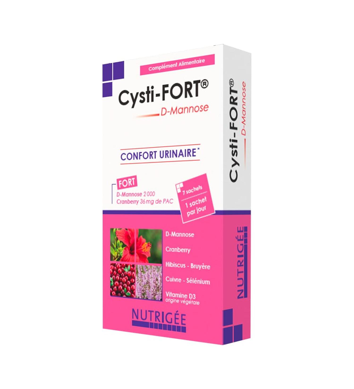 Cysti-Fort Urinaire 7 Jours NUTRIG E | D-Mannose Cranberry Bruy re Hibiscus Cuivre S l nium & Vitamine D3 | Infection Urinaire Confort Urinaire Femme limination & Immunit | 7 Sachets 7 unit (Lot de 1) - Buy Online on GoSupps.com