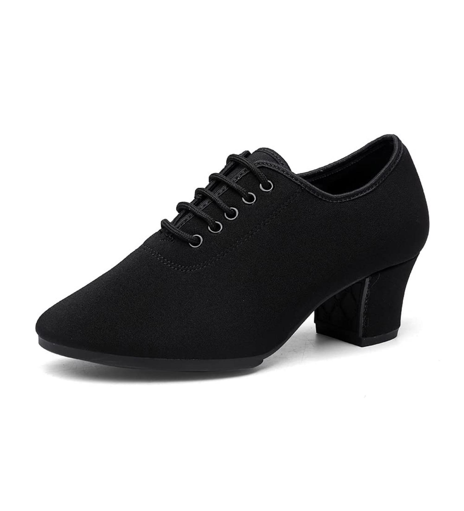 Inlefen Women's Latin Dance Shoes - Salsa & Tango Lace Up Leather Block Heel - 40 EU Black - 5cm Height - Buy Online on GoSupps.com