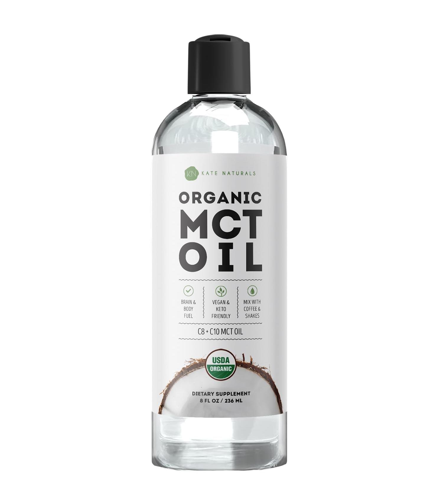 Kate Naturals MCT Oil for Coffee. Pure Coconut MCT C8 and C10 Oil (8oz Organic Unflavored) 8.00 Fl Oz (Pack of 1) - Buy Online on GoSupps.com