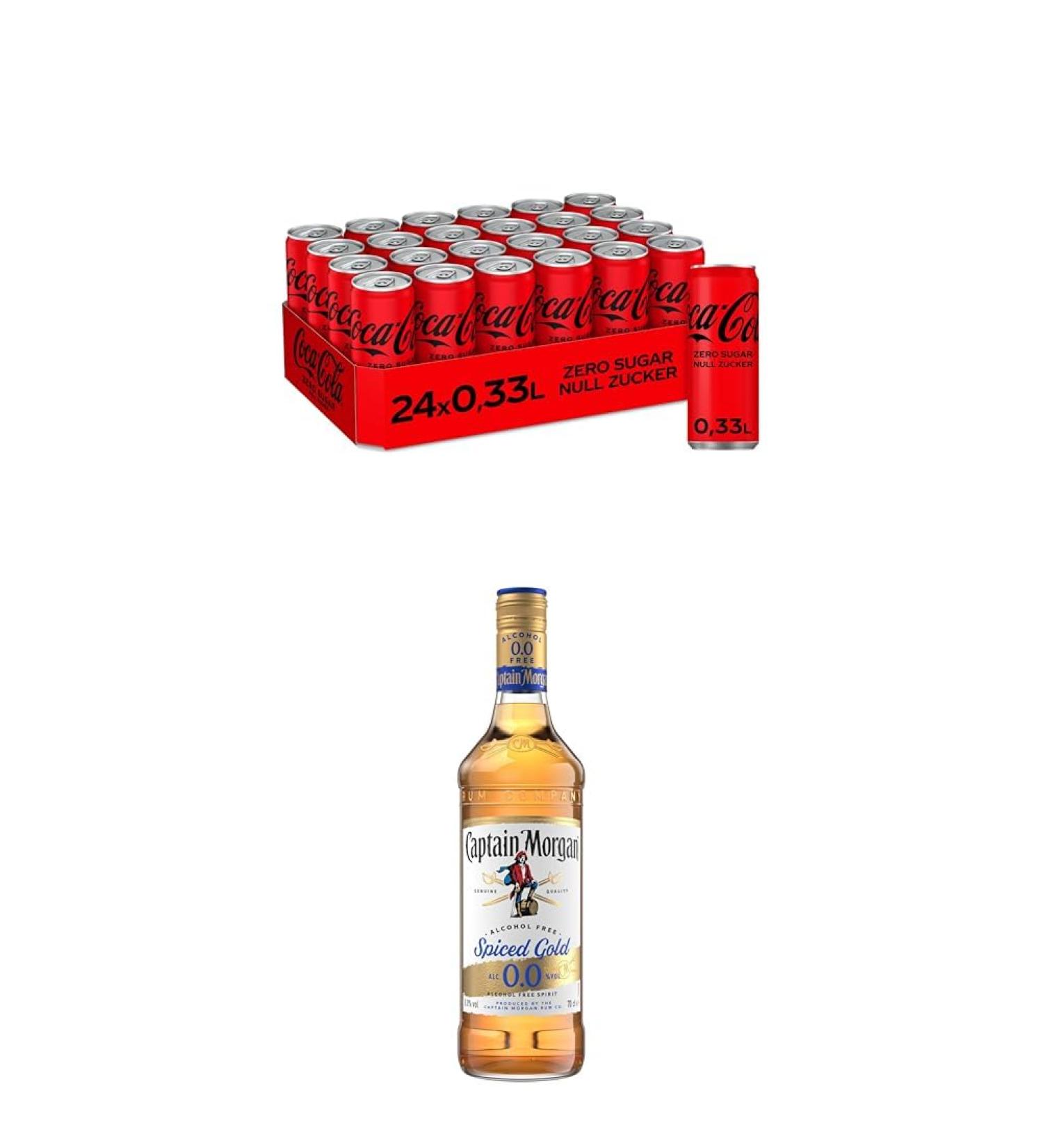 Coca-Cola Zero Sugar & Captain Morgan Spiced Gold Bundle - 24x330ml & 700ml | International Shipping Available - Buy Online on GoSupps.com