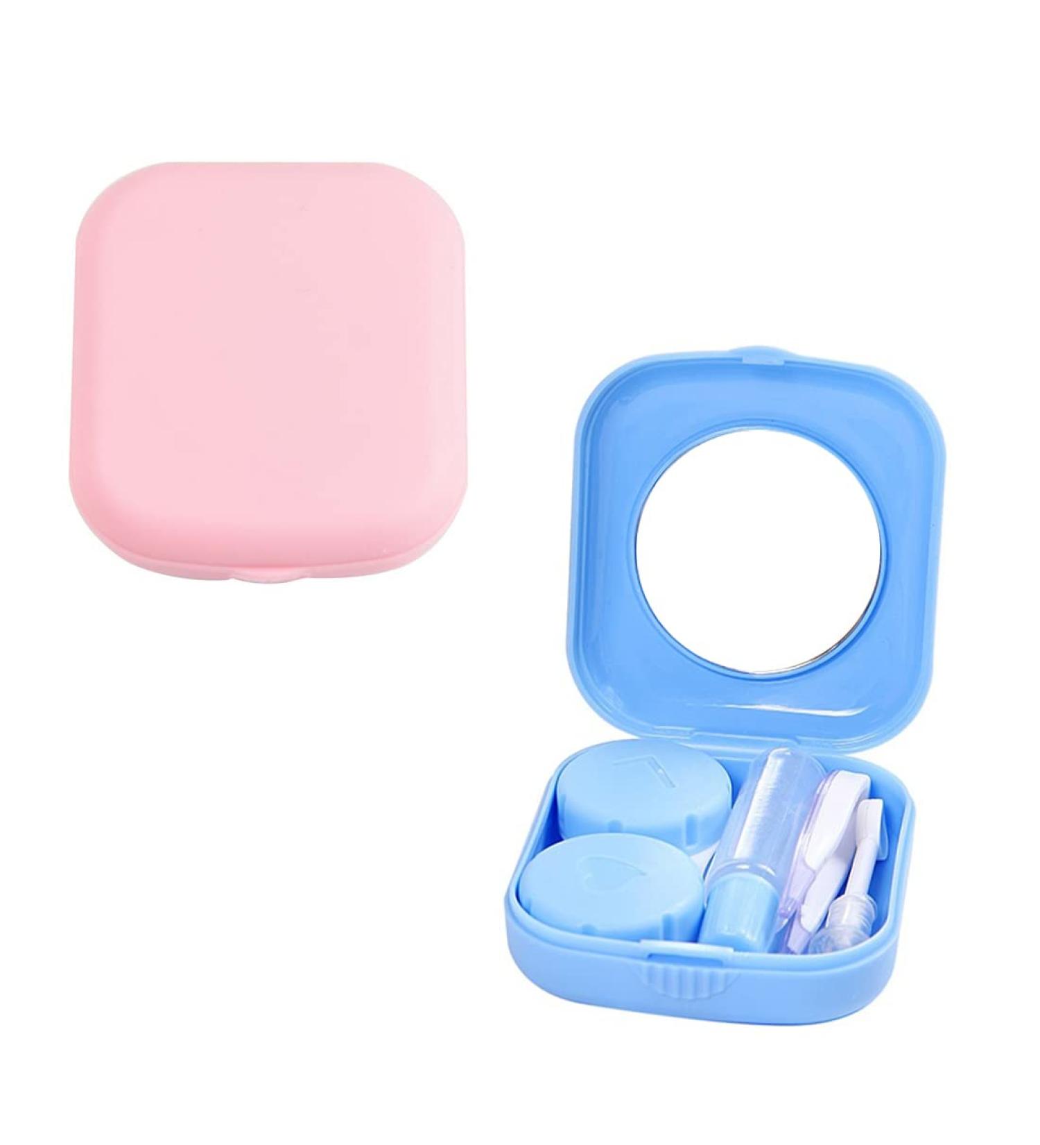 WeddHuis 2 Pack Portable Contact Lens Case with Tweezers & Accessories - Pink & Blue - Ideal for Home & Travel - Buy Online on GoSupps.com