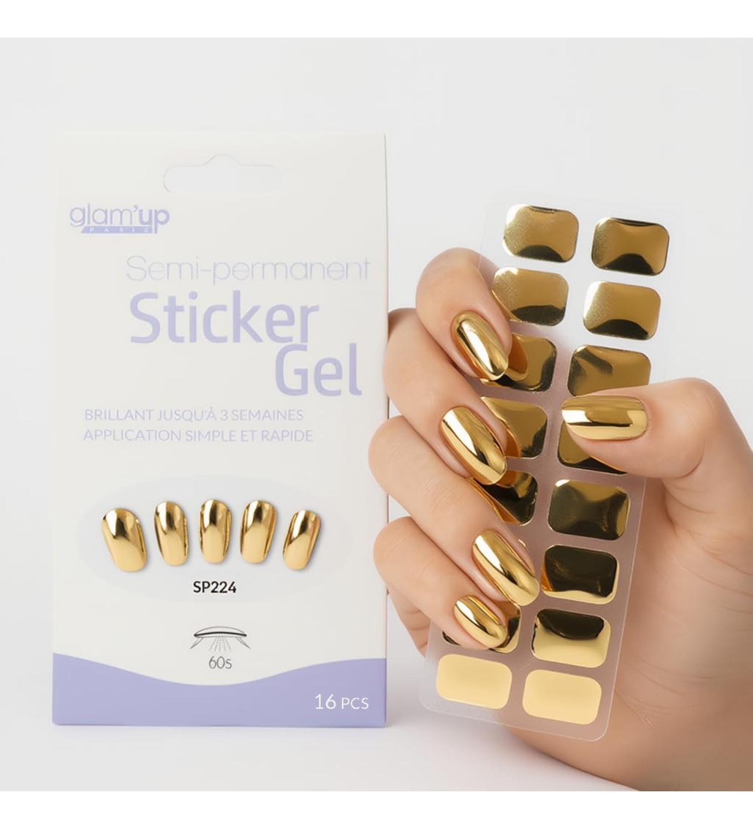  Glam Up Glam'Up Paris Semi-Permanent Gel Stickers Adhesive Gel Polish Professional Quality Long Lasting Up to 3 Weeks Quick and Easy Application 16 Pieces N SP224 Gold - Buy Online on GoSupps.com