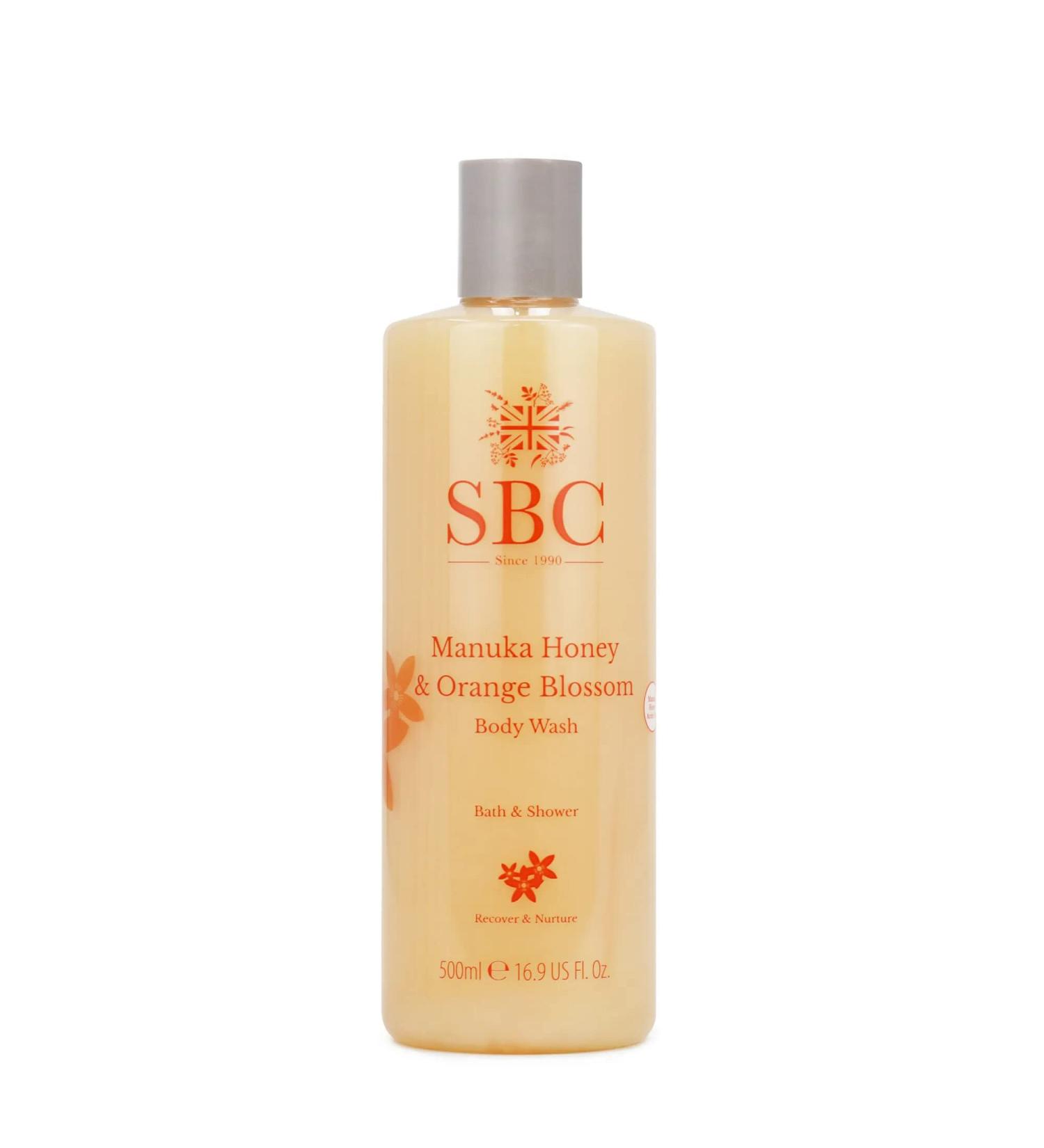 SBC Skincare Manuka Honey & Orange Blossom Body Wash 500ml - Luxury Shower Gel and Bubble Bath For All The Family - Buy Online on GoSupps.com