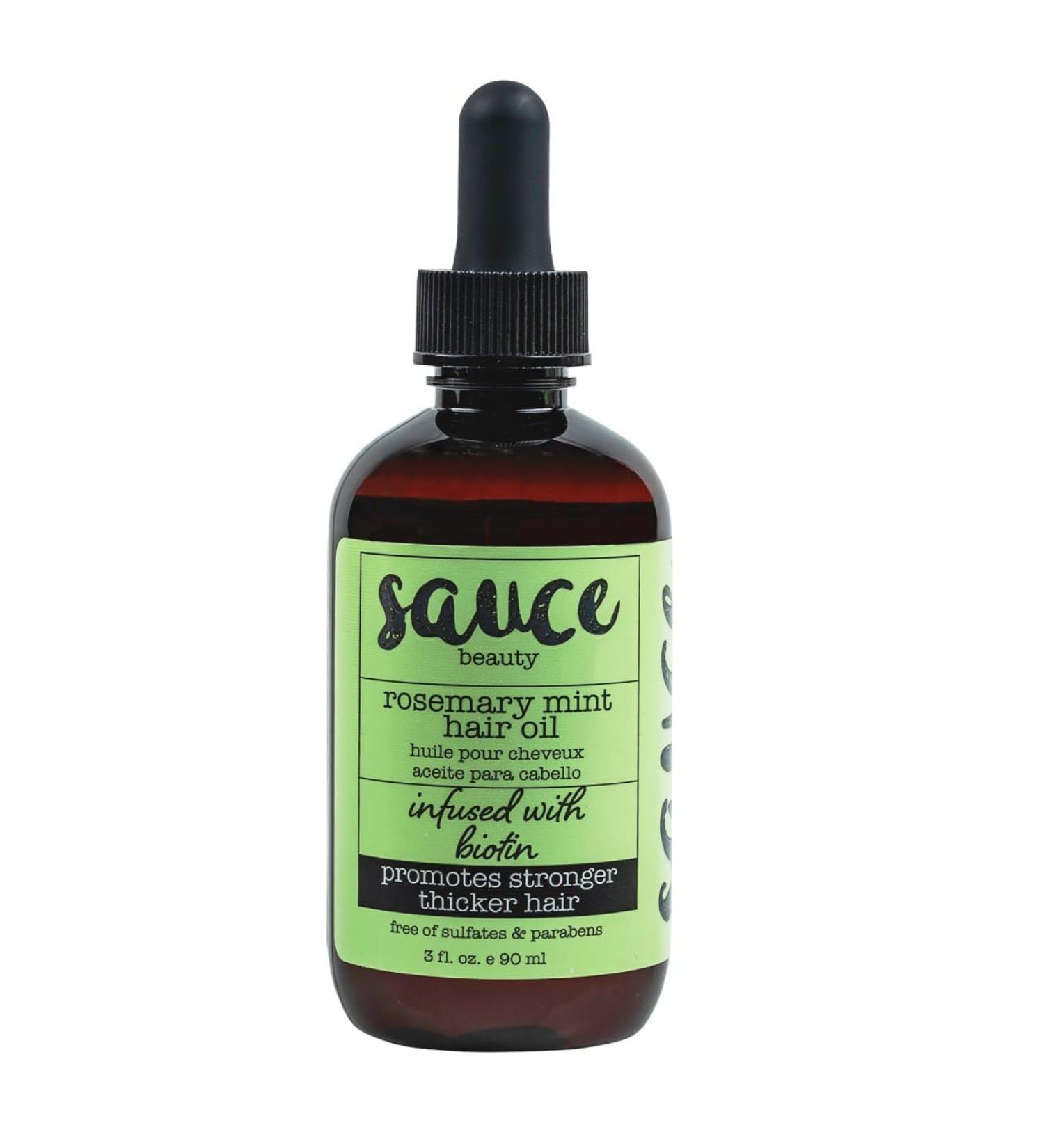 SAUCE BEAUTY Rosemary Mint Hair Oil - For Hair Growth & Rejuvenation with Biotin - Paraben & Sulfate Free Scalp Oil for Thicker Stronger Hair (3 Fl Oz)
