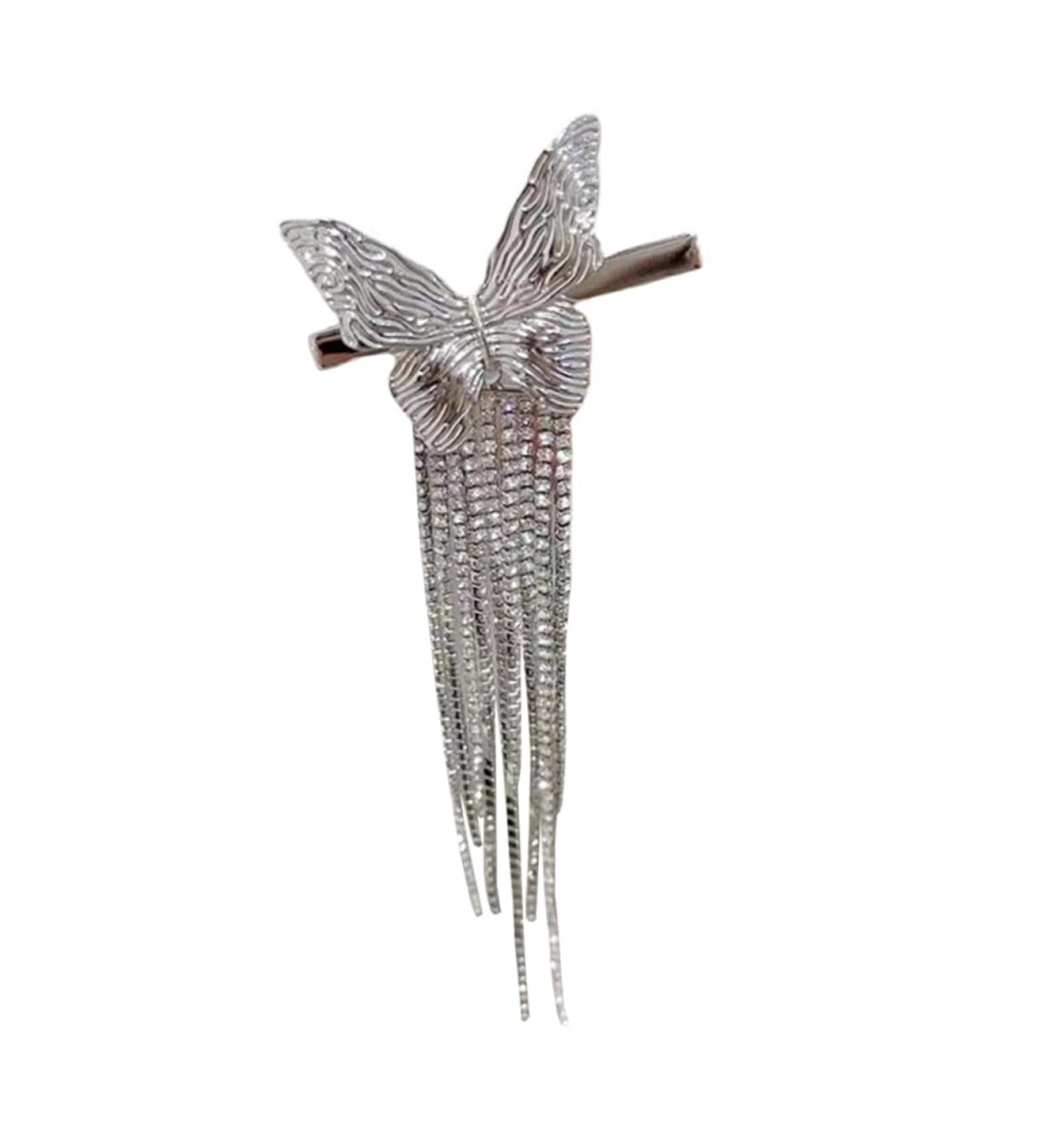 FRCOLOR Butterfly Tassel Hair Clip Rhinestone Headpiece Headwear for Women Rhinestone Hair Accessories Hair Barrettes for Women Hair Pieces for Women Butterflies Duckbill Hair Clips Silver - Buy Online on GoSupps.com