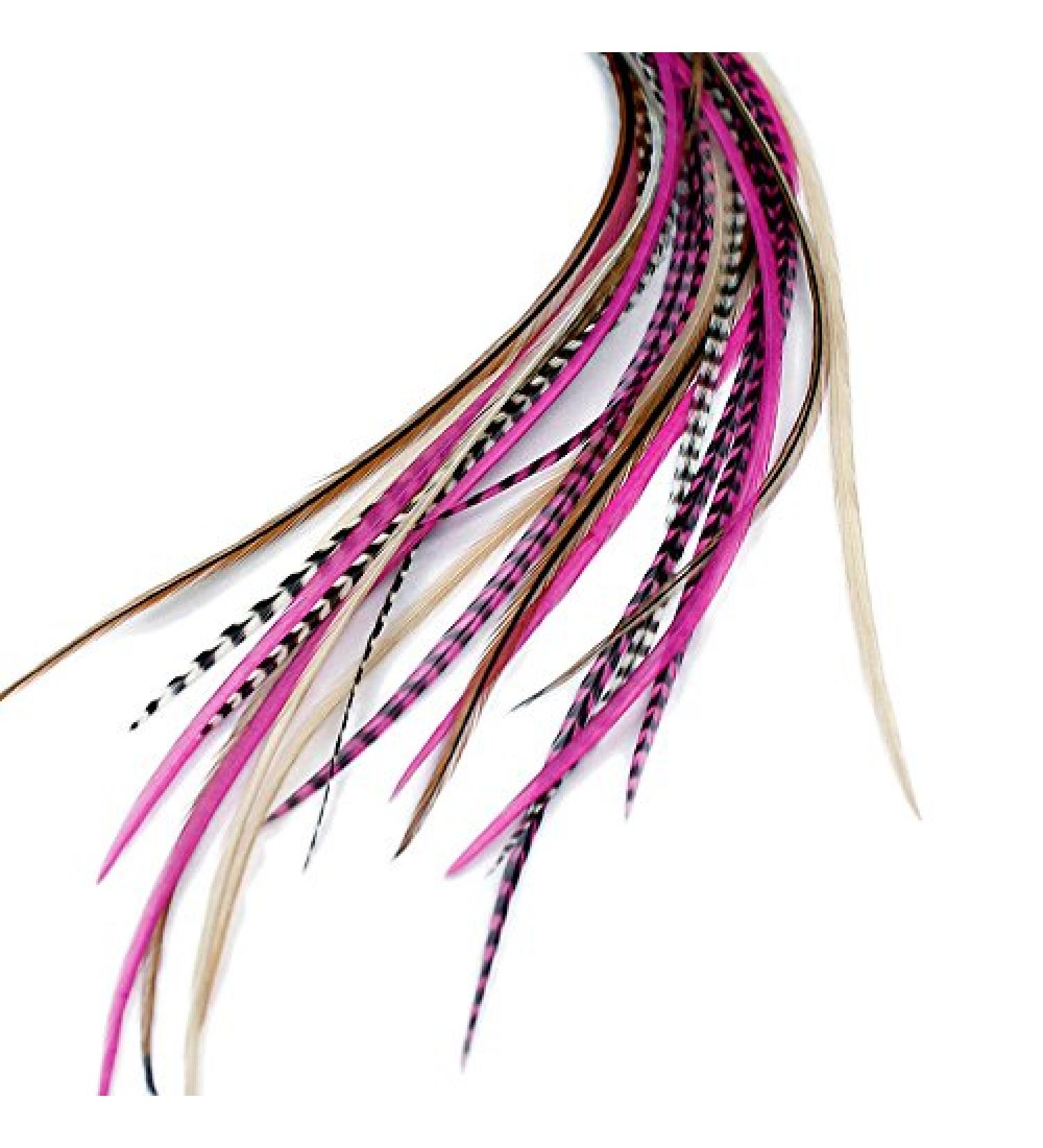 Real Feather Hair Extensions - Pink Naturals (5 Feathers) - Buy Online on GoSupps.com