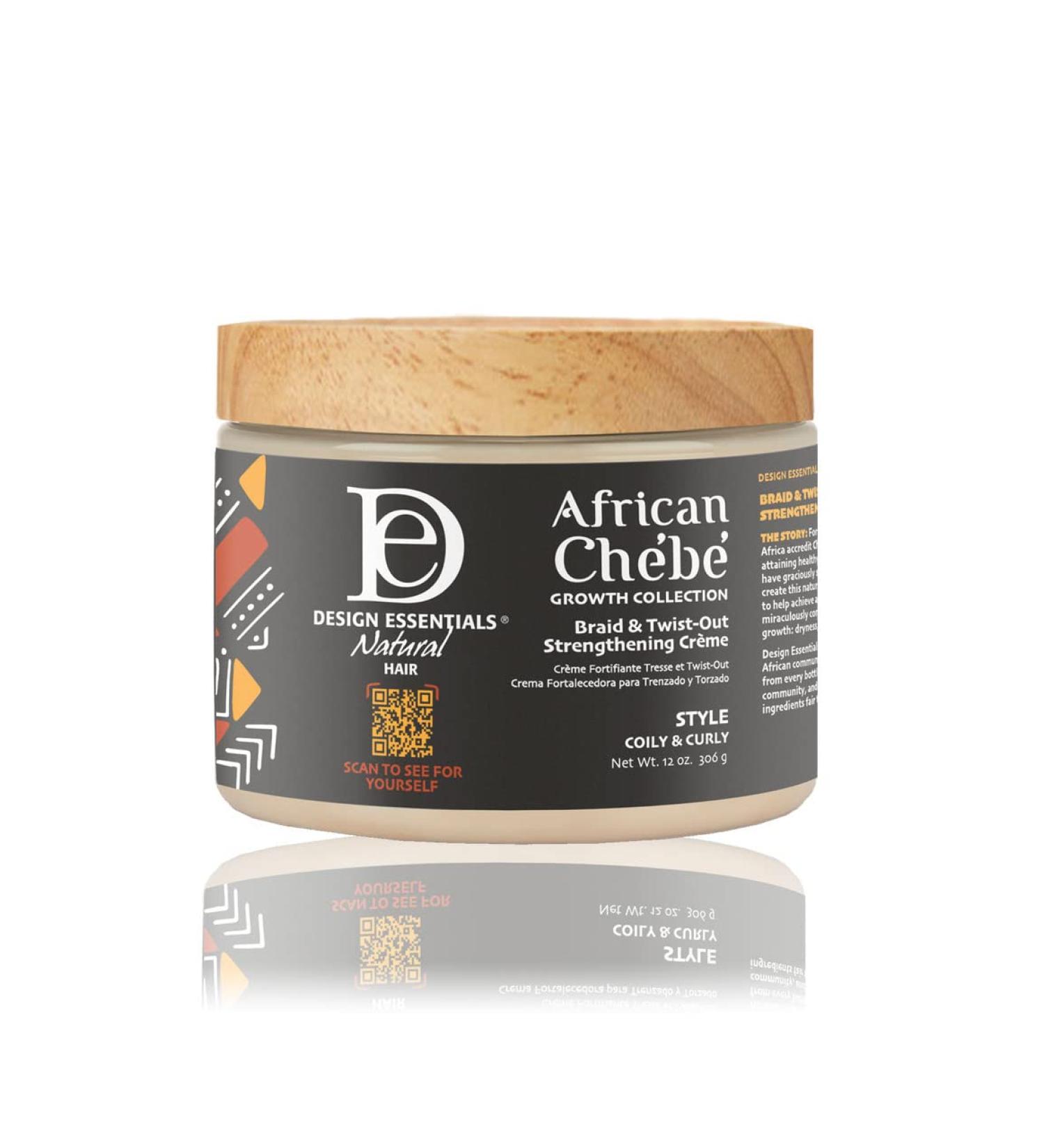 NASC Design Essentials African Chebe Growth Collection Braid & Twist-Out Strengthening Creme 12oz for Style Coily & Curly