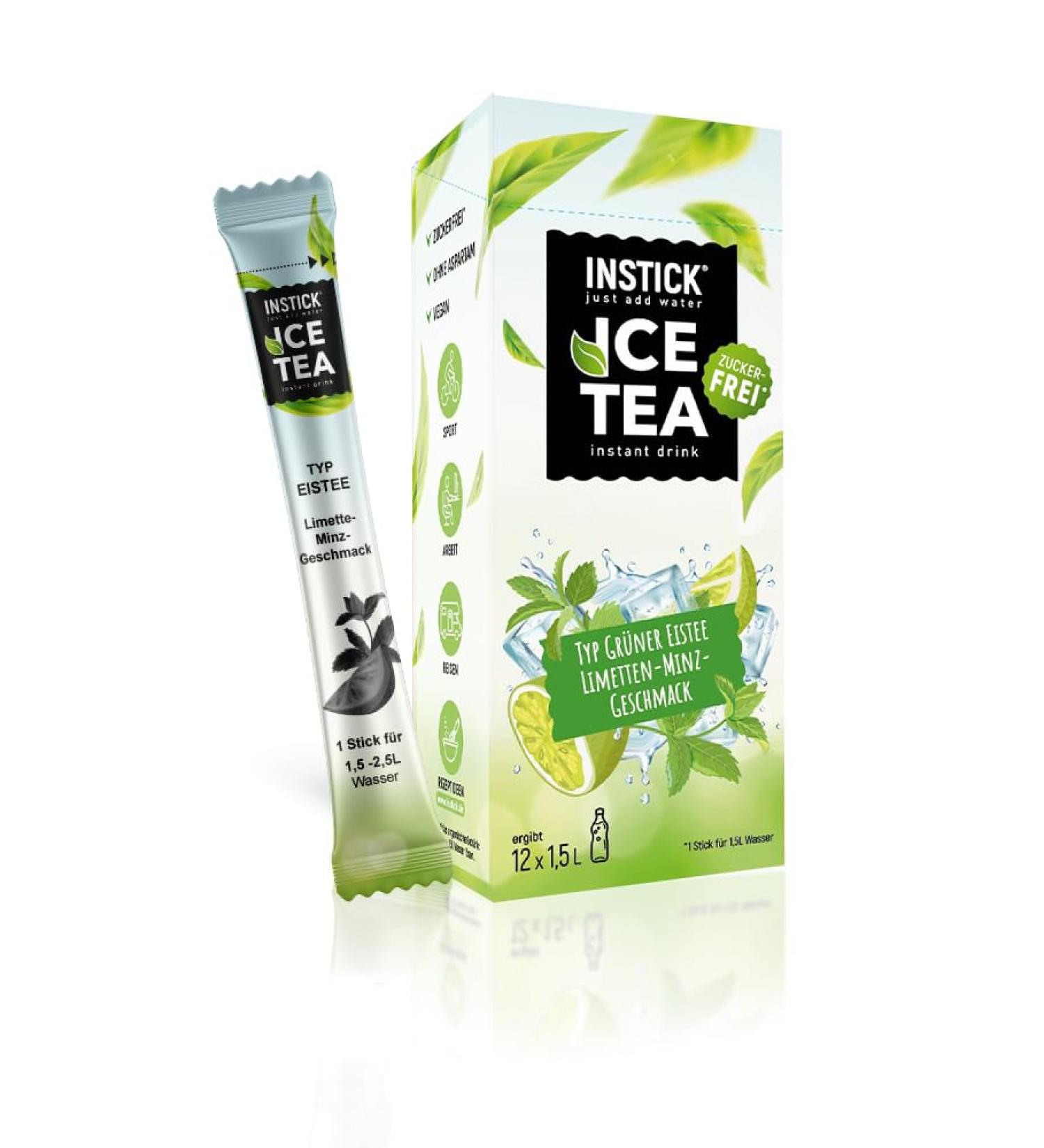Buy Intick Sugar-Free Instant Iced Tea - Lime & Mint | Vegan Green Tea Drink Powder | 12 Packs Low-Calorie & Vitamin C Boost - Buy Online on GoSupps.com