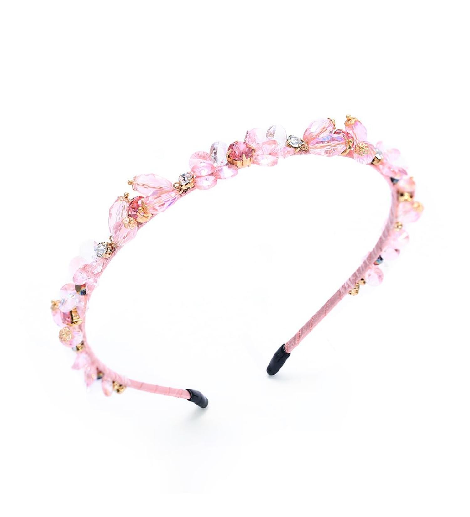 IYOU Glitter Rhinestone Headband Pink Crystal Hair Bands Thin Retro Party Prom Hair Accessories for Women and Girls - Buy Online on GoSupps.com