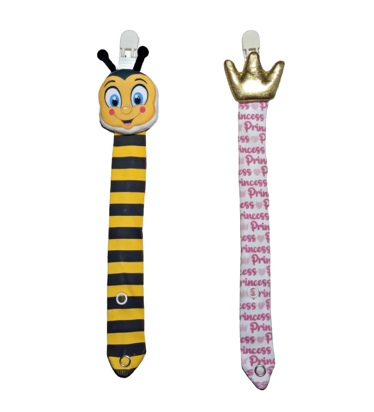 Pacifier Holder 2 Pack with Plush Animal Toys | Baby Boy and Girl Gift Set (Princess - Bee) - Buy Online on GoSupps.com