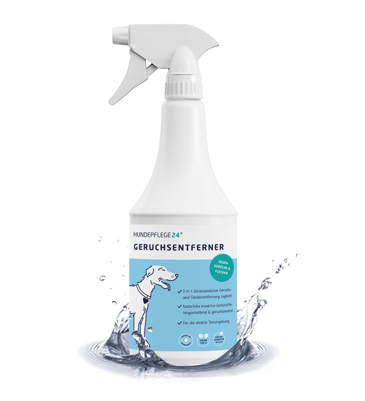Dog Care24 Stain & Smell Remover Spray 1L | Powerful Odor Neutralizer for Pet Urine Feces Vomit & Sweat - Natural Cleaner for Dogs & Cats - Buy Online on GoSupps.com