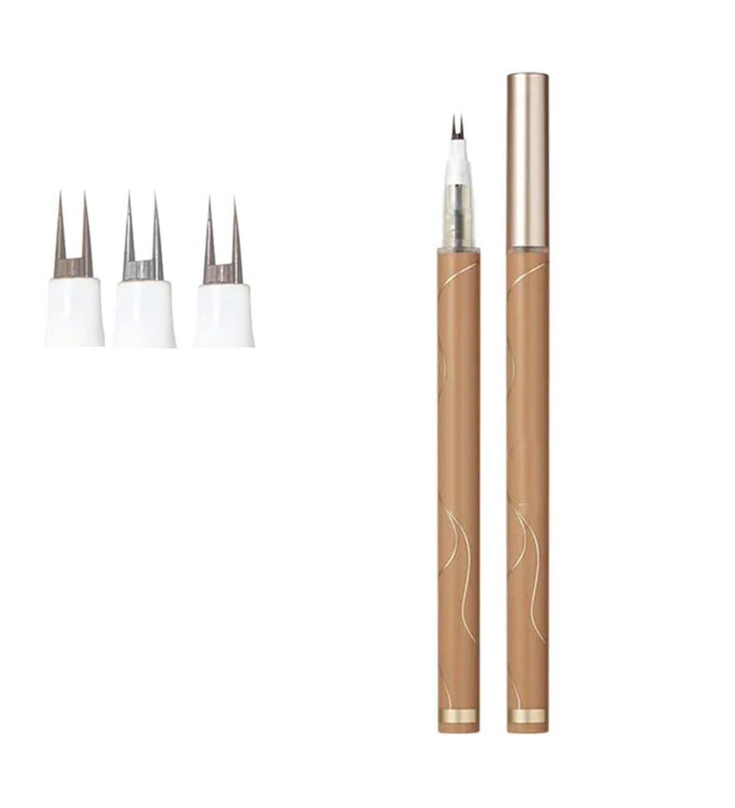 Double Tip Lower Eyelash Pencil 2024 Upgraded 3D Waterproof 2 Tip Eyelash Pen Eye Liner Liquid Eyeliner with Micro Fork Tip for Girls Women Natural Makeup Fine Stroke Eyebrow Pencil (#3) - Buy Online on GoSupps.com