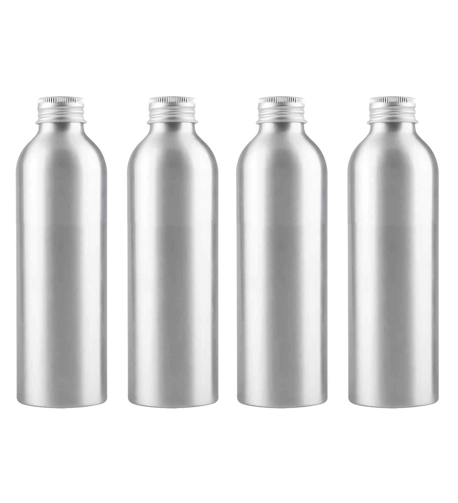 Zeoabsy 4-Pack 200ml Silver Aluminum Screw Bottles for Cosmetics - Ideal for Travel Hotels & Bathroom Use - Buy Online on GoSupps.com