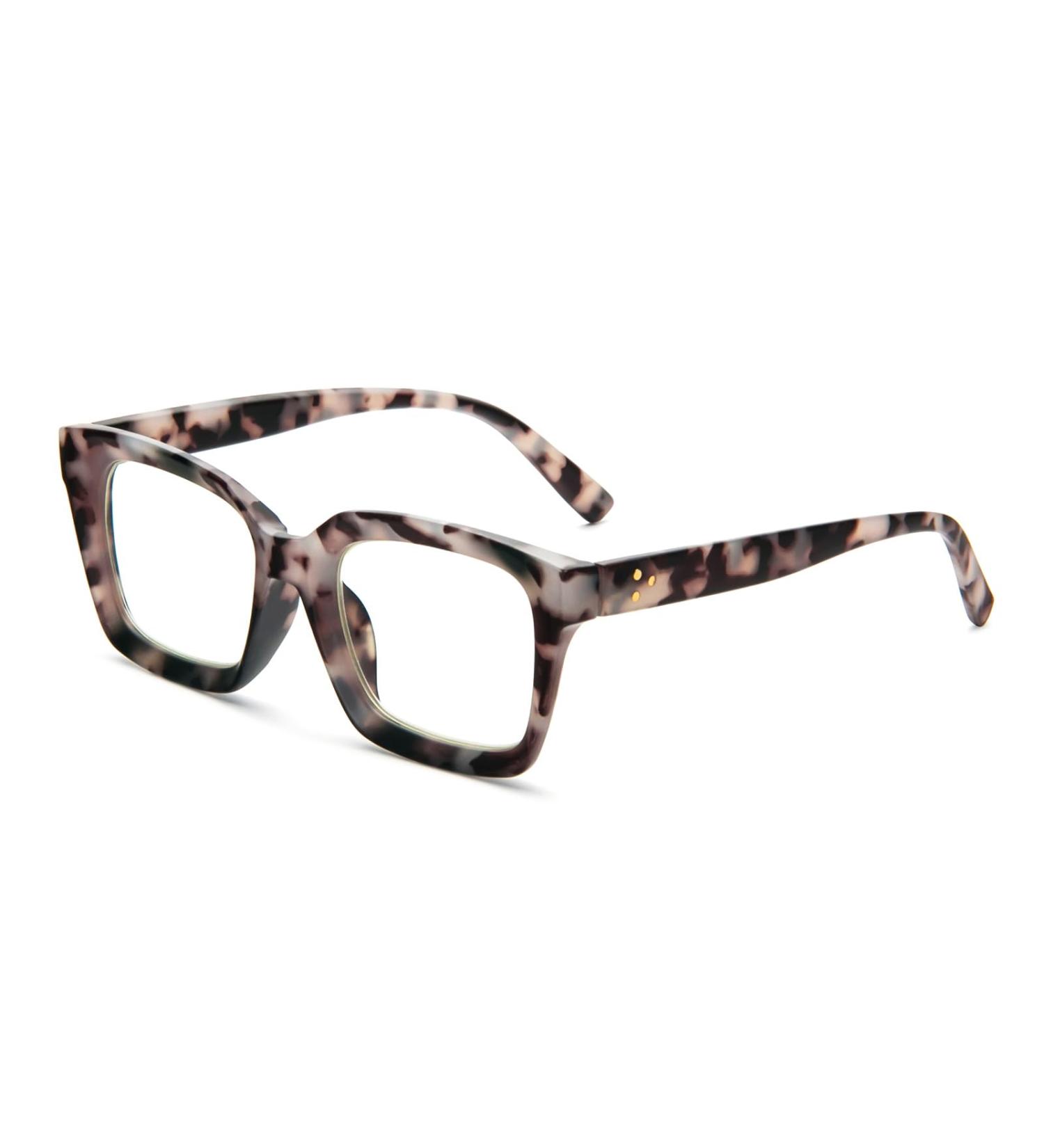 MMOWW Oversized Anti Blue Light Reading Glasses for Women - Square Frame Brown Grey Tortoiseshell 3.0 - Buy Online on GoSupps.com