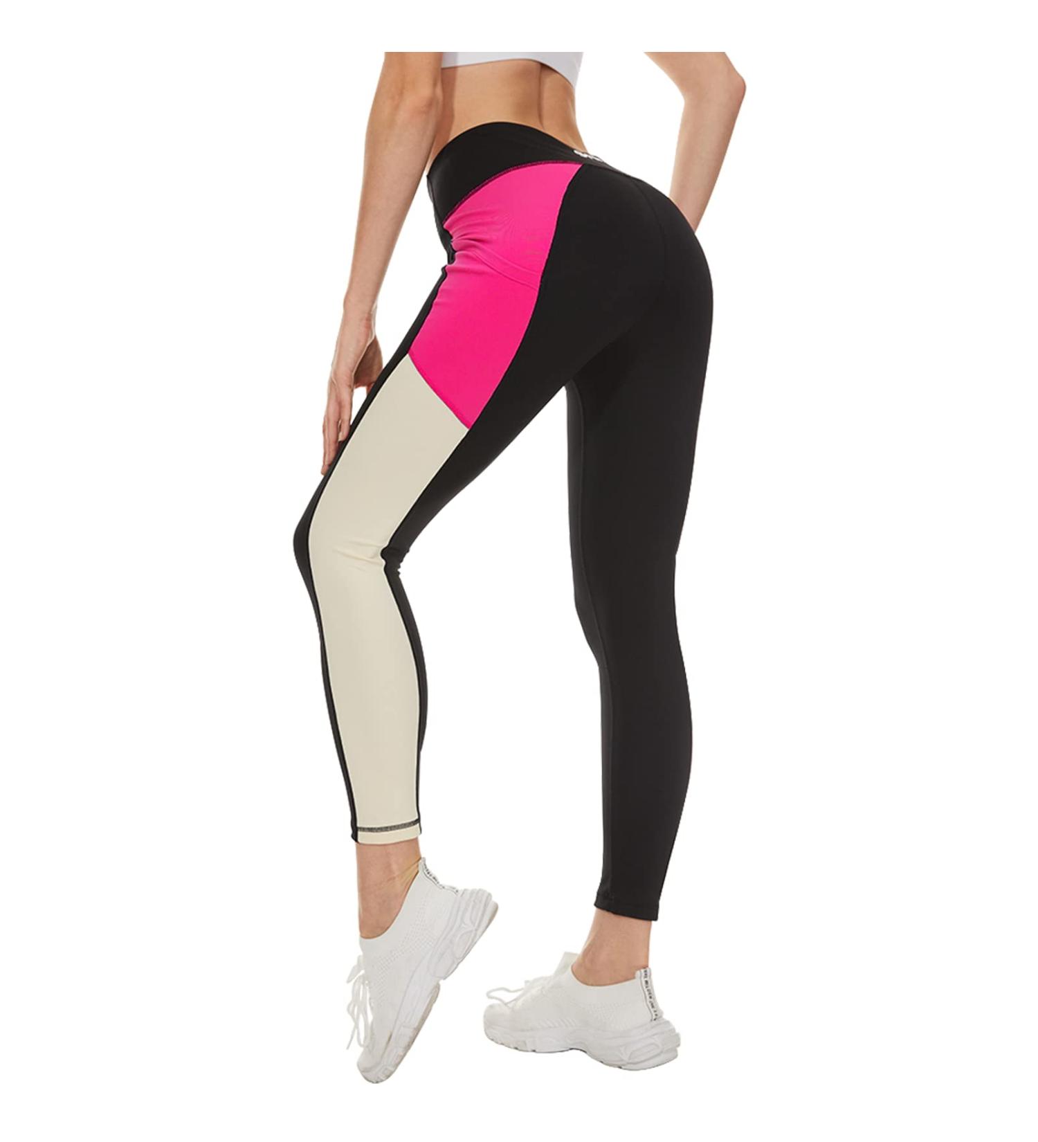 Fhine Women's Yoga Leggings with Pockets - High Waist Activewear for Running, Jogging, Hiking & Cycling - Small, 25in Rosy Panel - Buy Online on GoSupps.com