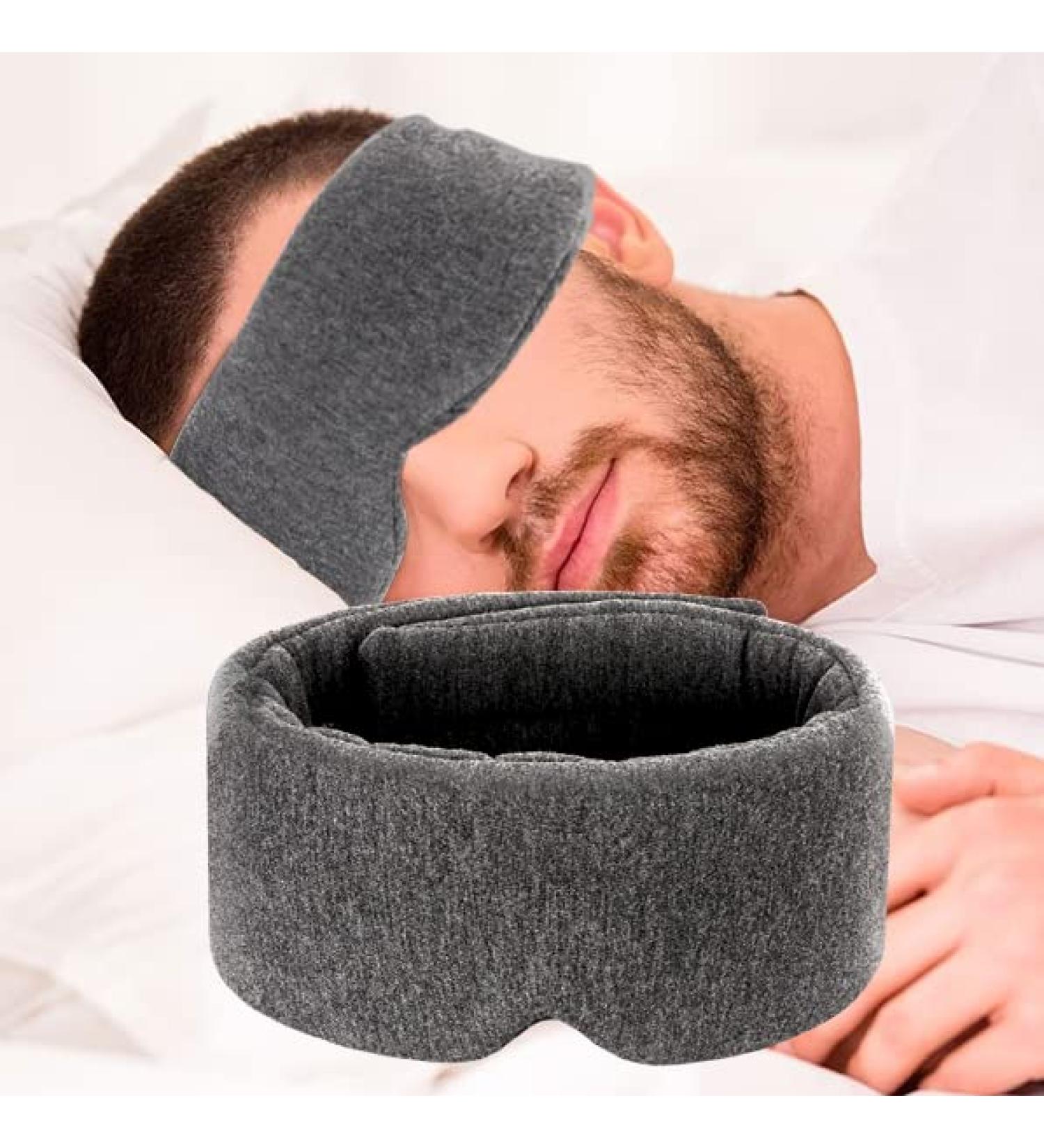100% Cotton Blackout Sleep Mask - Soft & Comfortable Eye Cover for Men & Women | Light Blocking, Adjustable Blindfold for Airplane Travel - Misty Grey - Buy Online on GoSupps.com