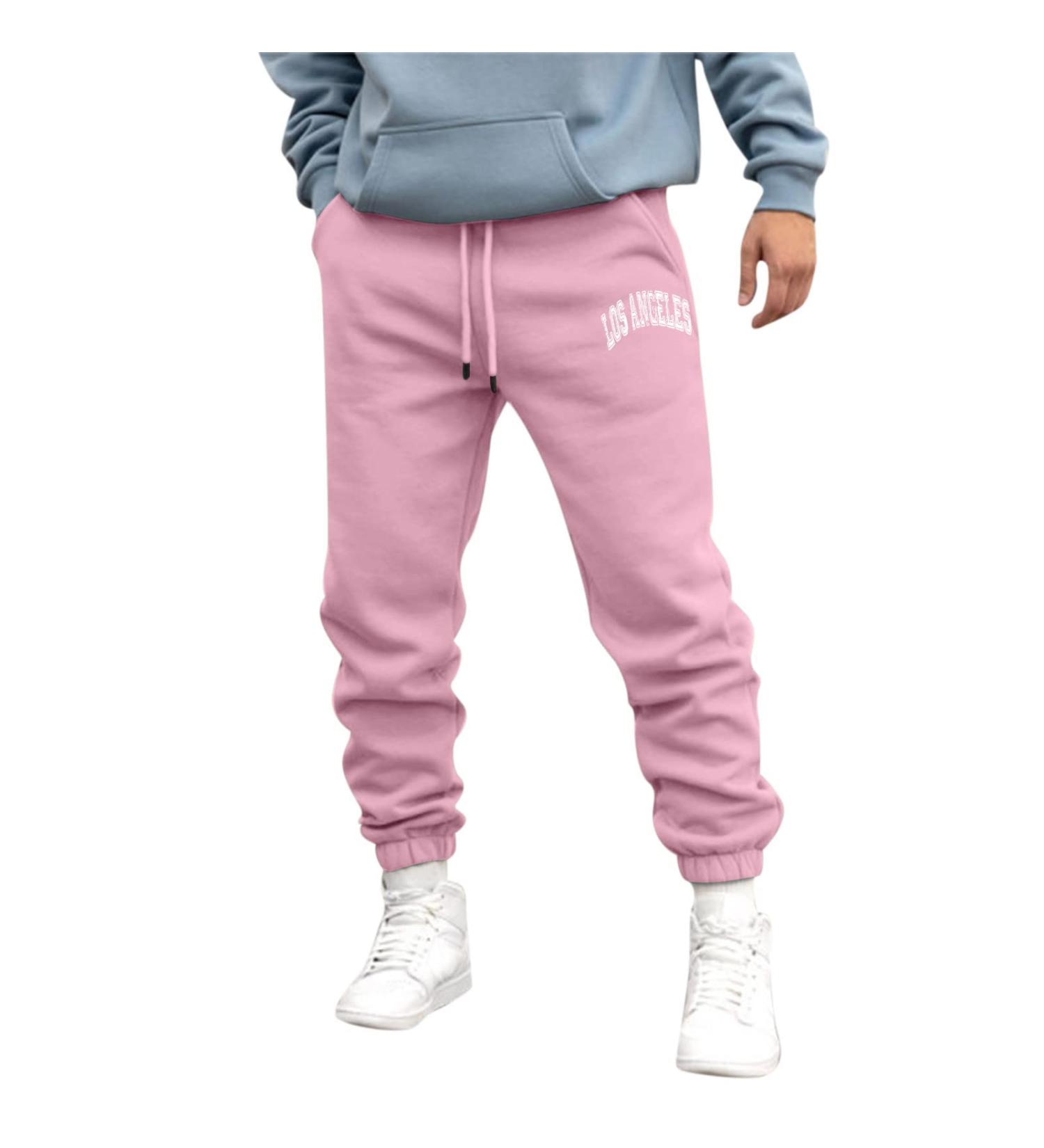 JUNGE Men's Cargo Sweatpants with Elastic Waist and Drawstring - Pink #116 | Casual Athleisure Joggers with Pockets - Buy Online on GoSupps.com