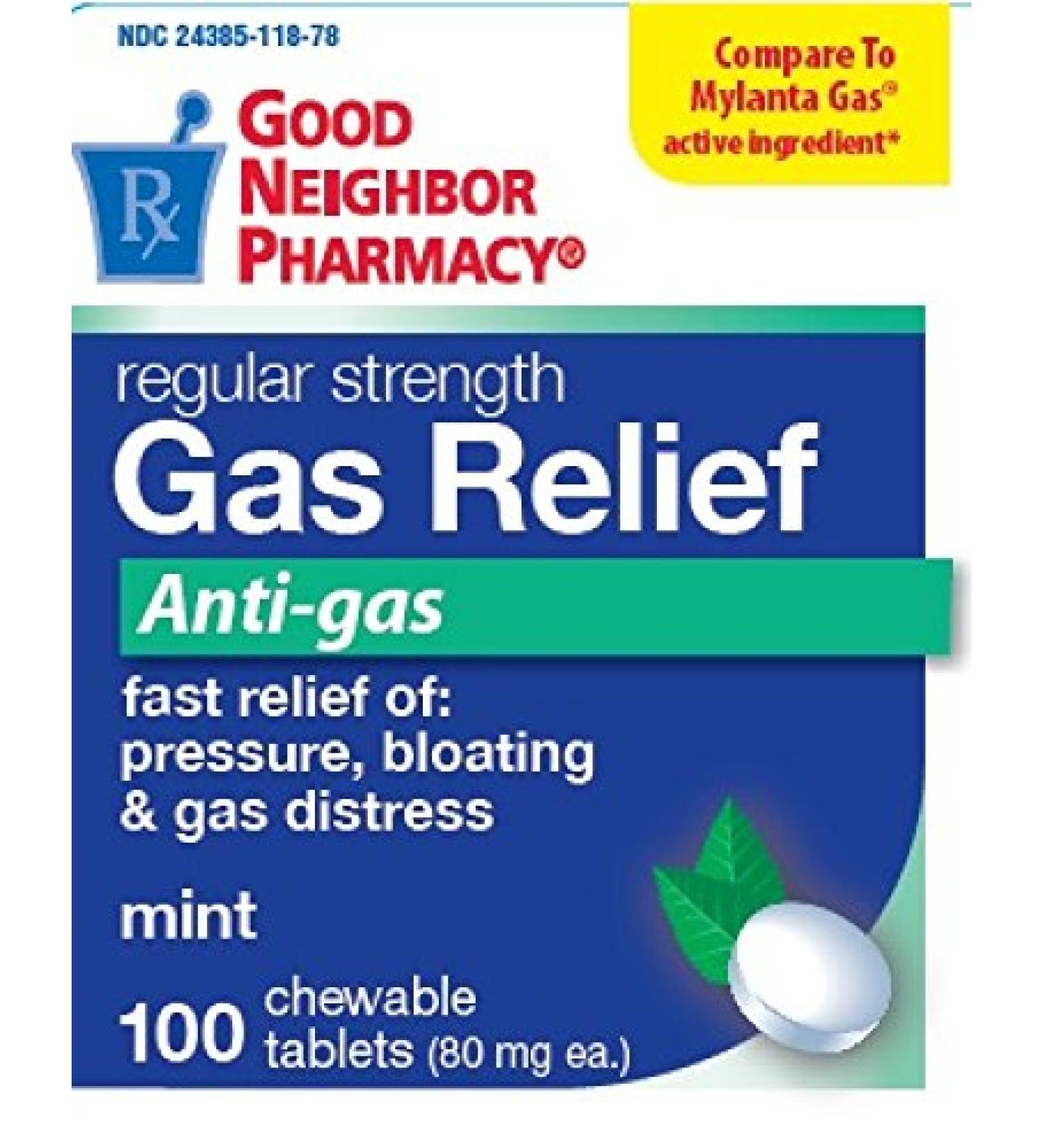 Gas Relief 100ct Chewable Tablets Mint