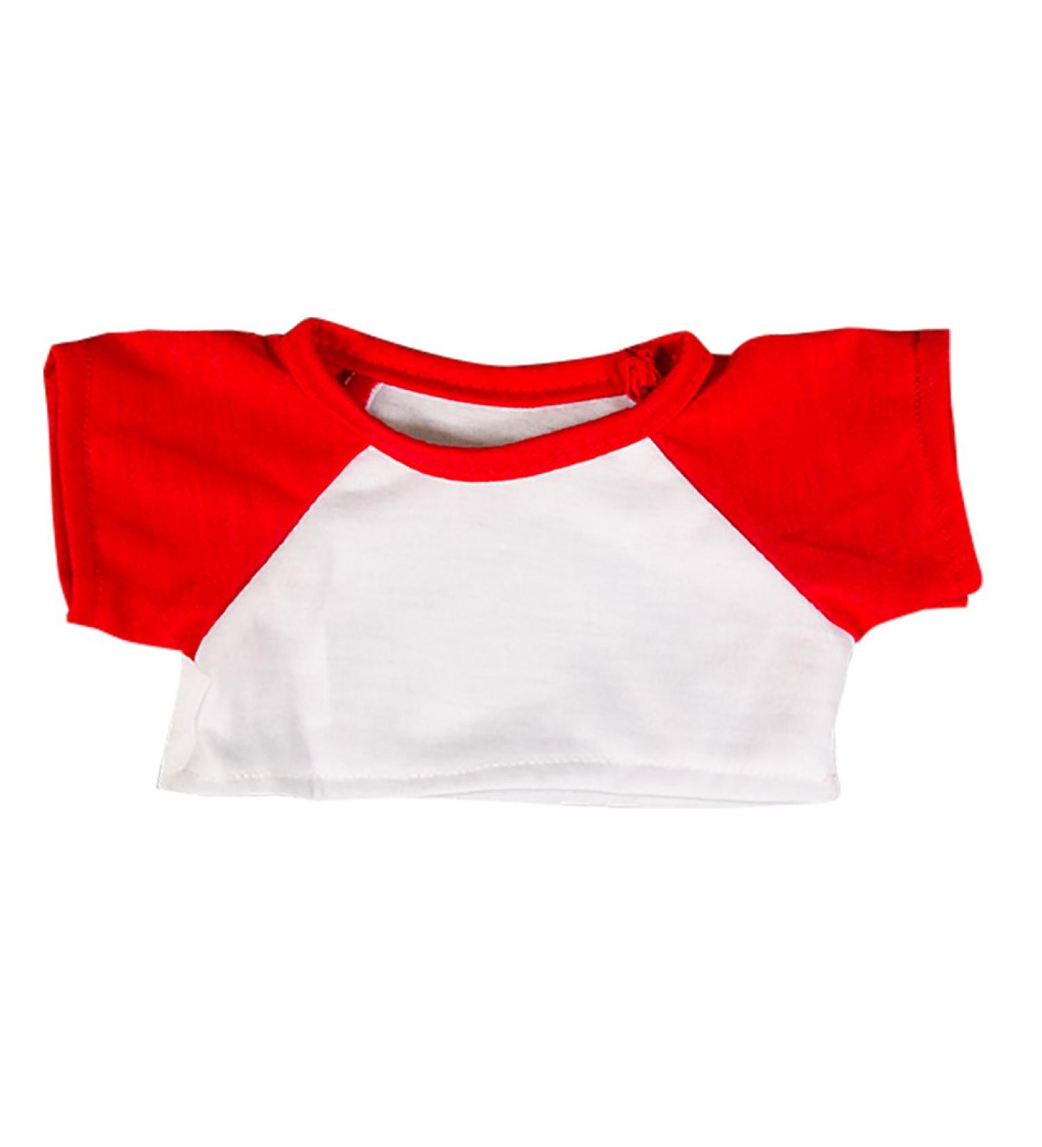 Teddy Mountain White T-Shirt with Red Sleeve Fits Most 8"-10" Webkinz Shining Star and 8"-10" (20cm) Make Your Own Stuffed Animals