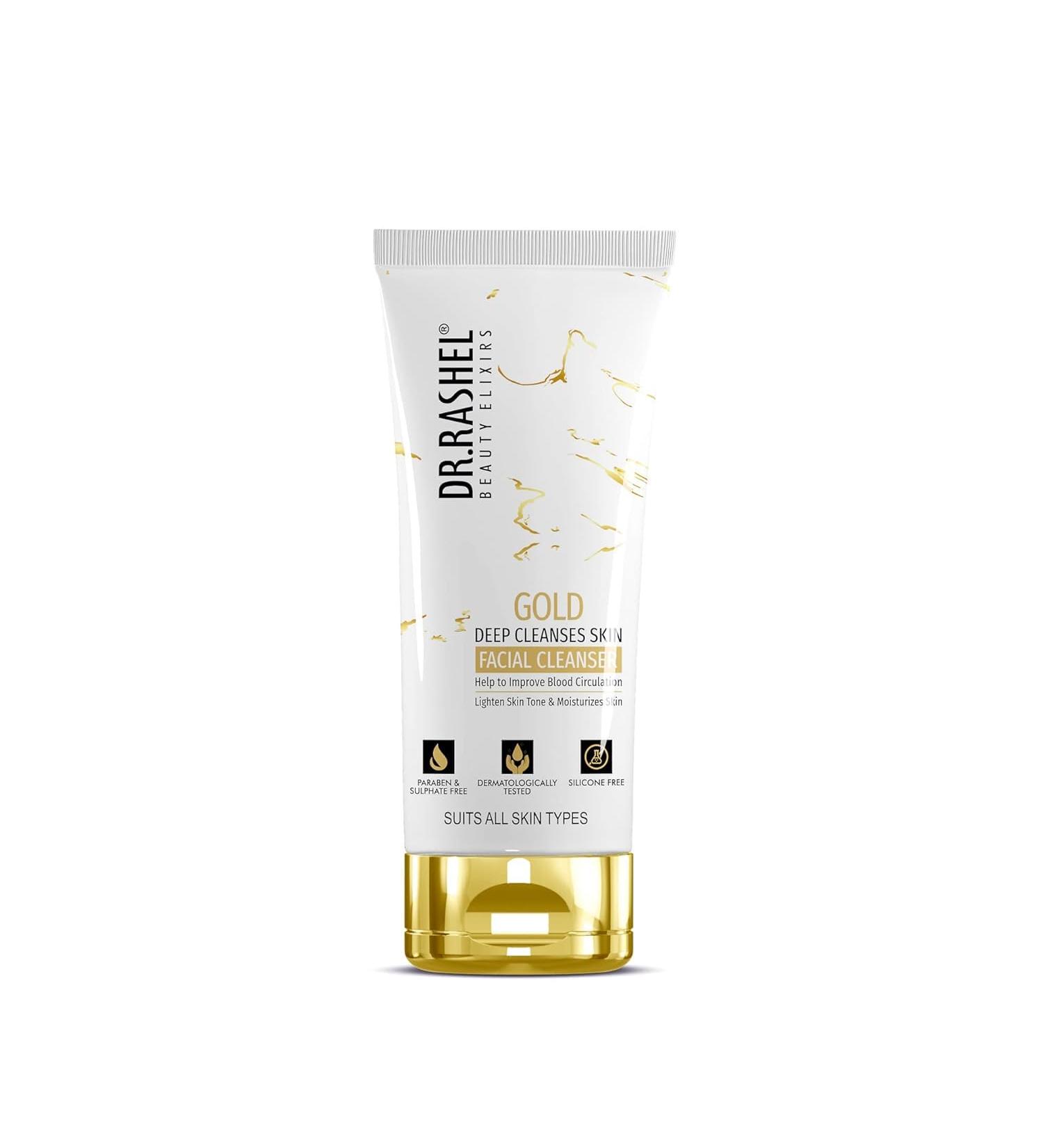 Gold Facial Cleanser - Deep Cleanse & Improve Blood Circulation - Paraben & Sulfate Free (80ml - Buy Online on GoSupps.com
