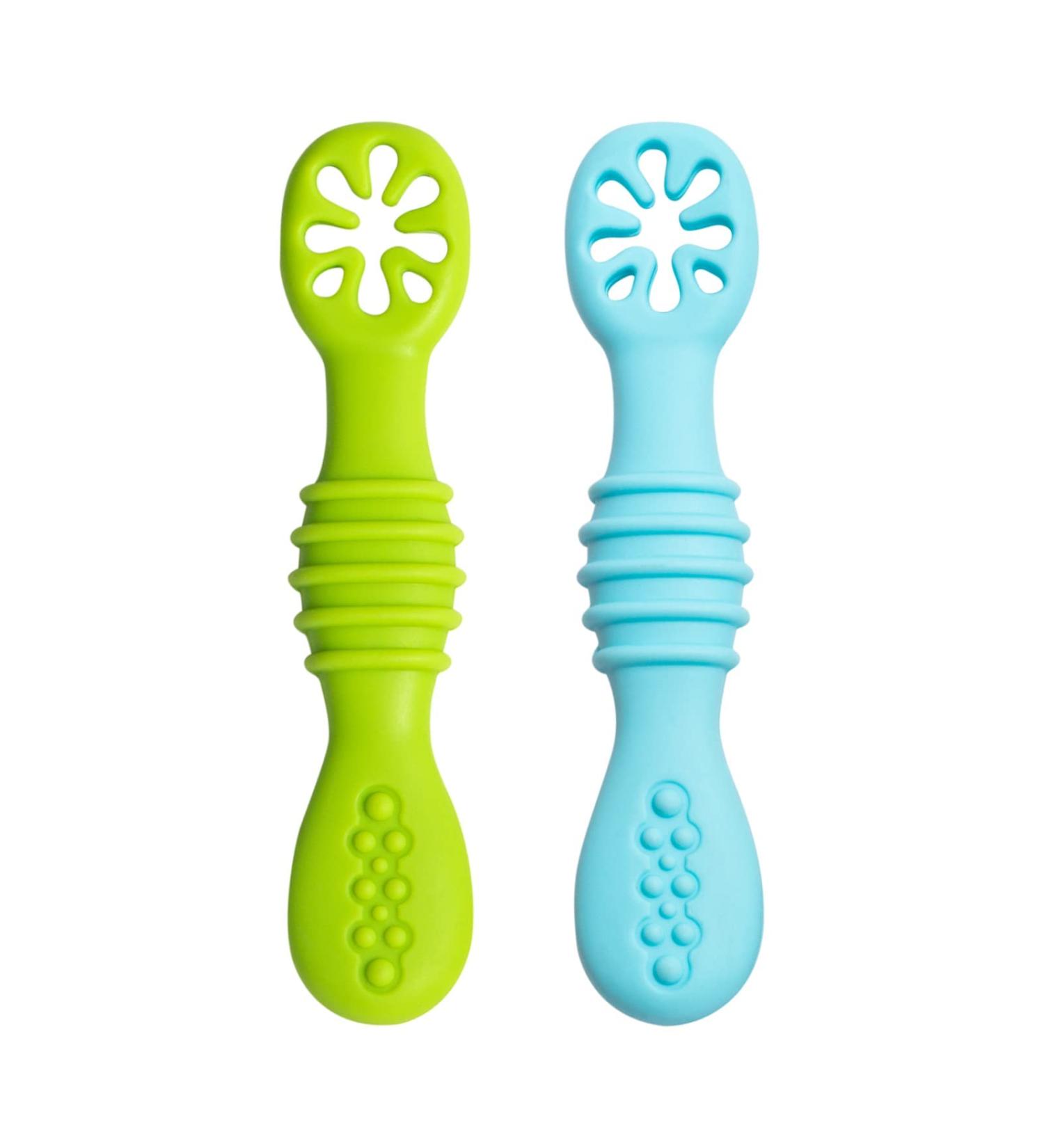Baby Spoon Set - 100% Extra Soft Silicone, BPA Free Feeding & Teething Aid for Infants & Toddlers (2pcs) - Buy Online on GoSupps.com