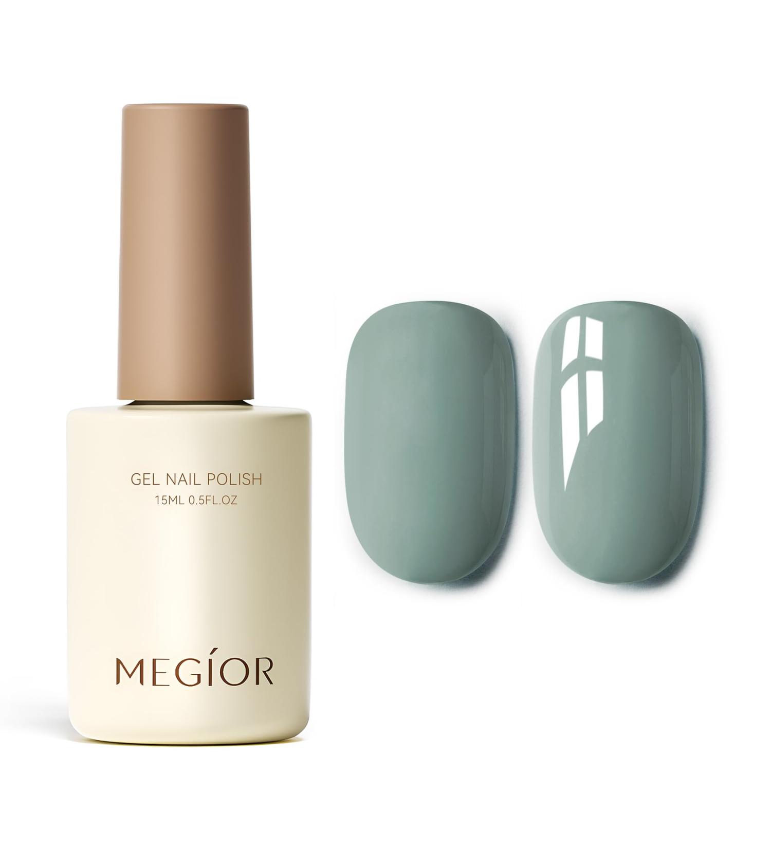 MEGIOR Grey Green Gel Nail Polish 15ml Morning Dew Gel Polish High Gloss Soak Off UV LED Nail Gel Polish for Nail Art Manicure Salon DIY Home Gift for Girls - Buy Online on GoSupps.com