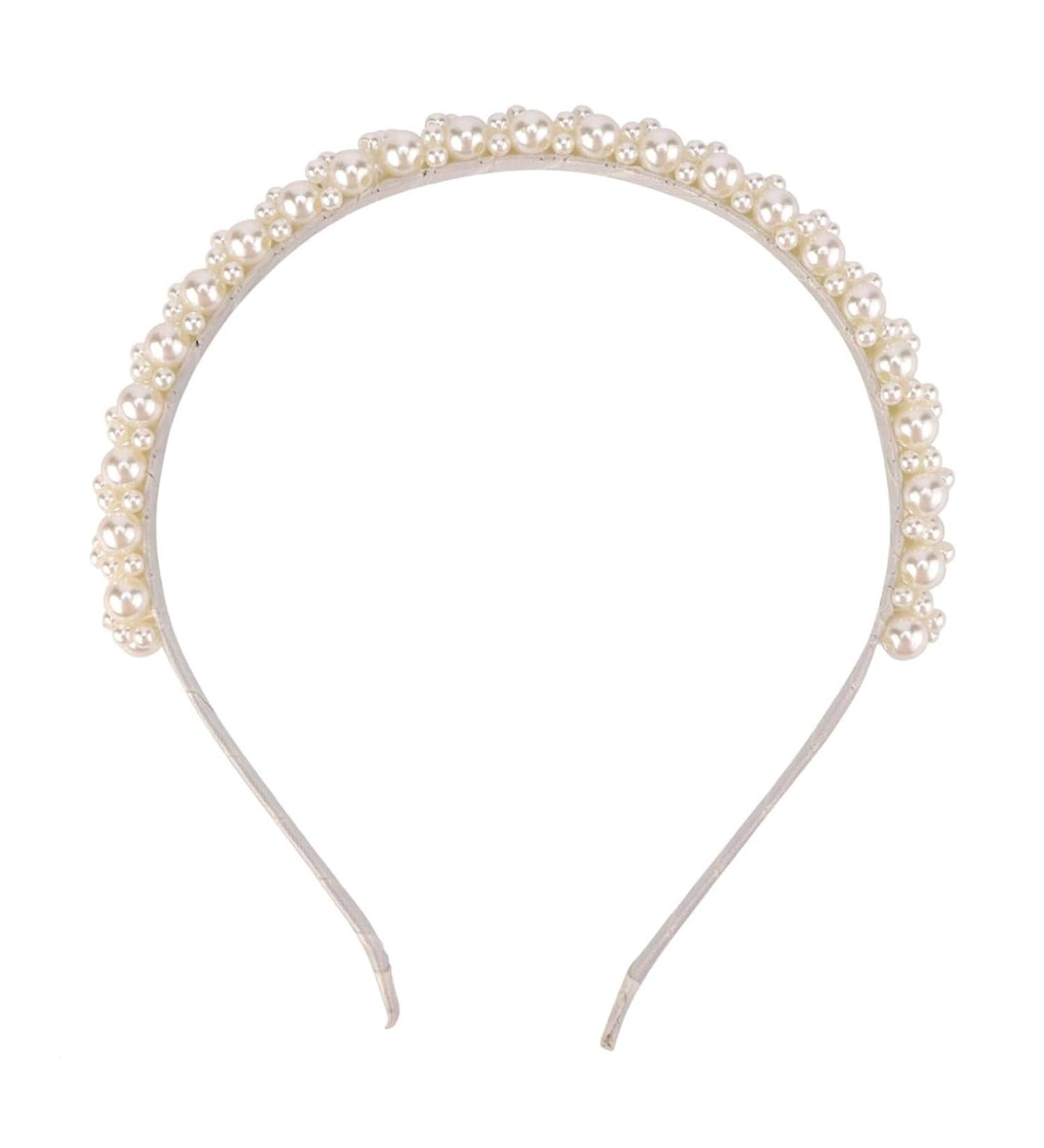 Pearl Headband Flexible White Pearl Headband with Faux Pearl Cute Pearl Headband for Girls Women Multipurpose Pearl Hair Accessories White Headband - Buy Online on GoSupps.com