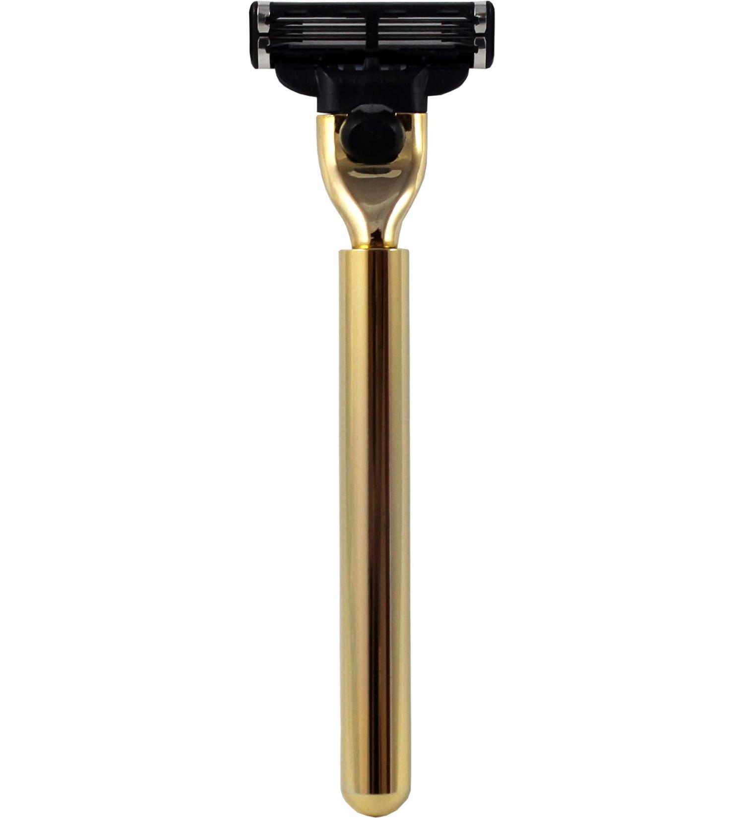 Hans Baier Exclusive wet razor Gillette Mach3 handle metal gold-colored