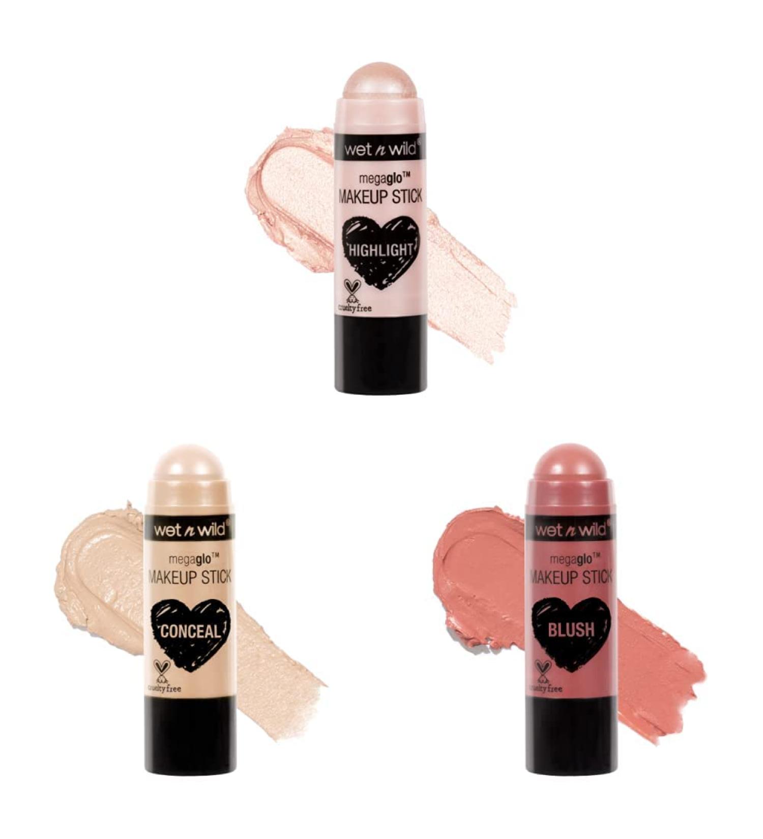 Wet n Wild MegaGlo Conceal & Contour Highlighter Stick - Follow Your Bisque + Blush Pink Floral Majority - Buy Online on GoSupps.com